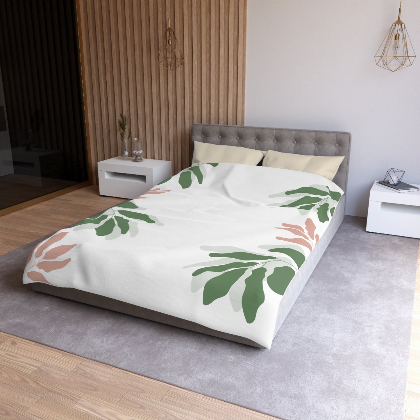 Chilli and Bandit Heeler, Leaves -Inspired Microfiber Duvet Cover