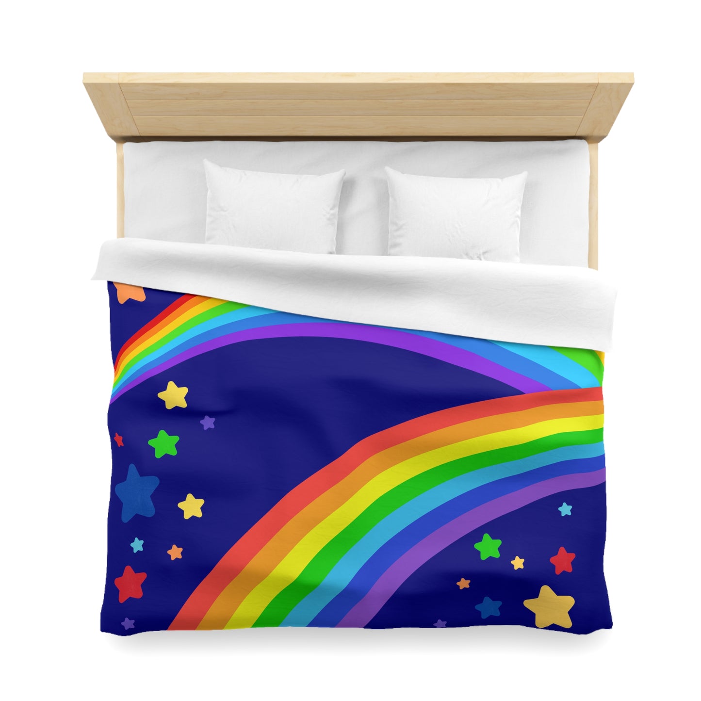 Rainbow Brite Inspired, Blue Background- Microfiber Duvet Cover-