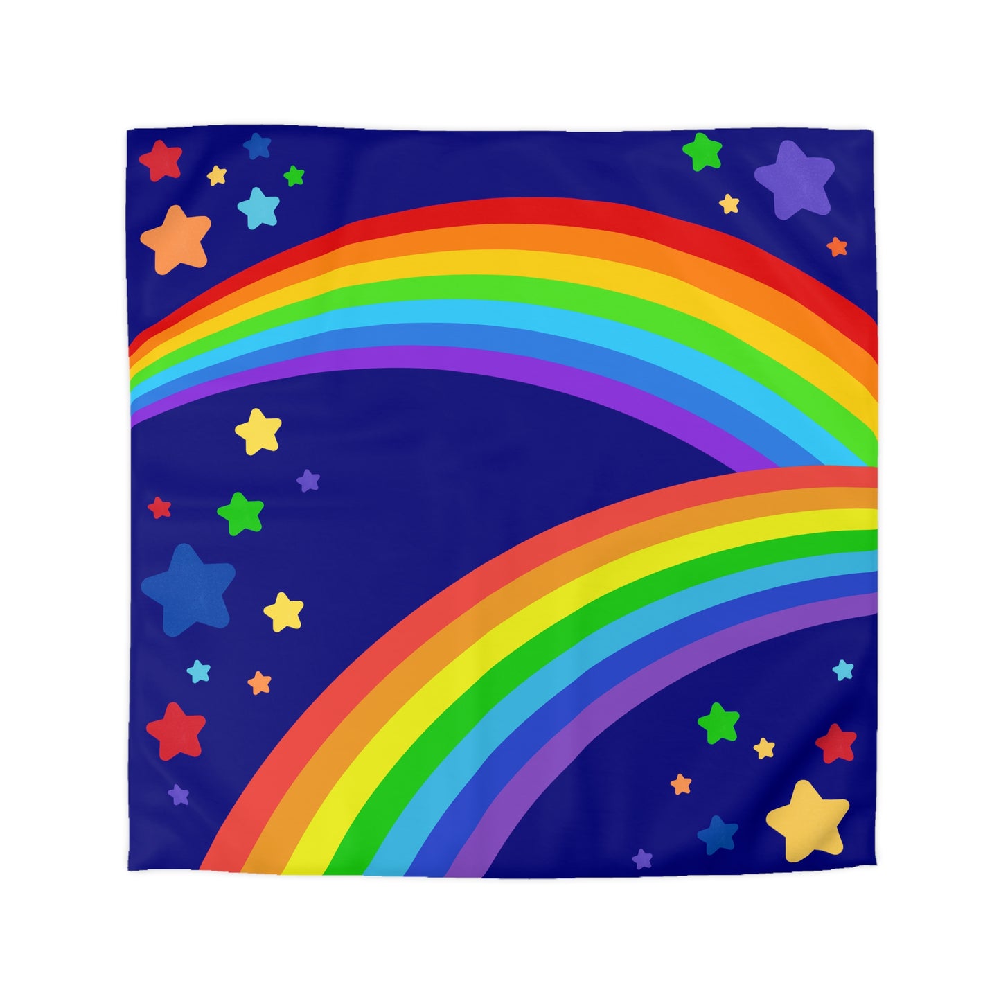 Rainbow Brite Inspired, Blue Background- Microfiber Duvet Cover-
