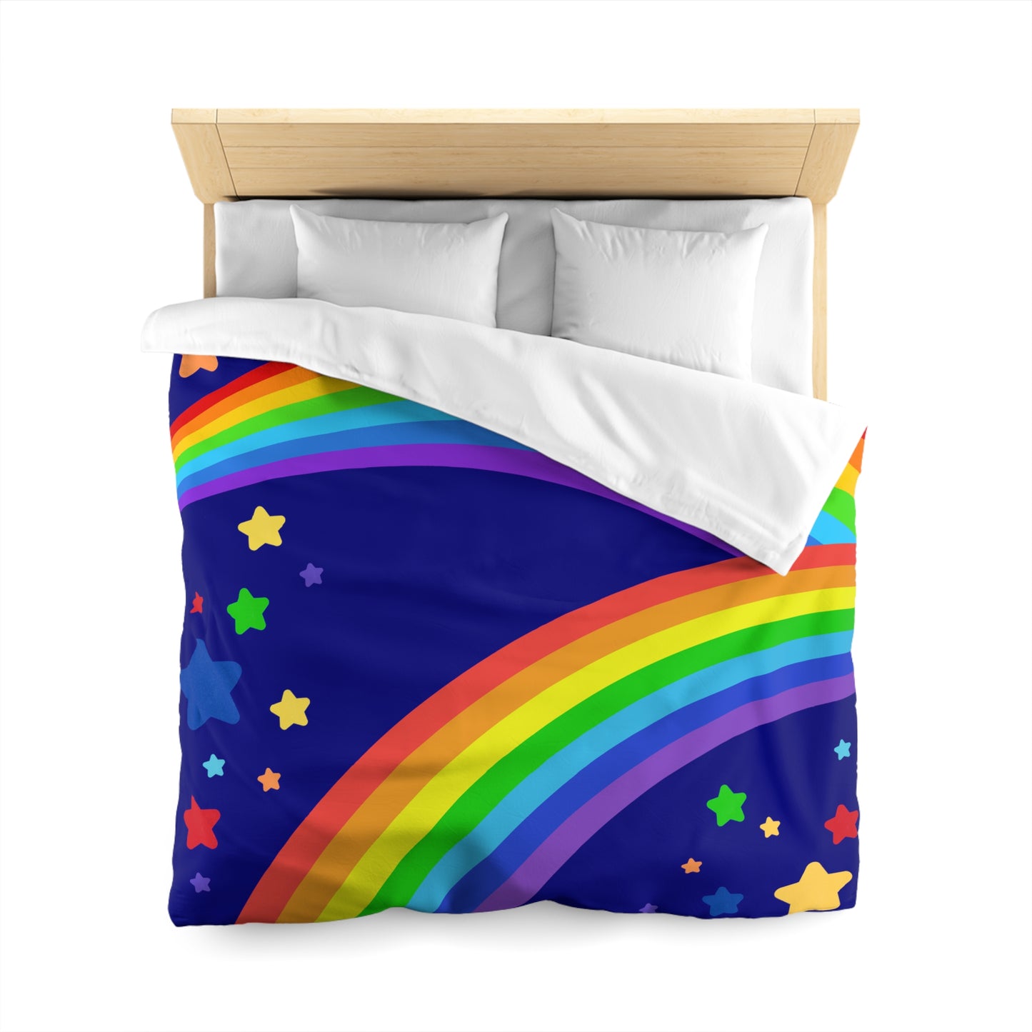 Rainbow Brite Inspired, Blue Background- Microfiber Duvet Cover-