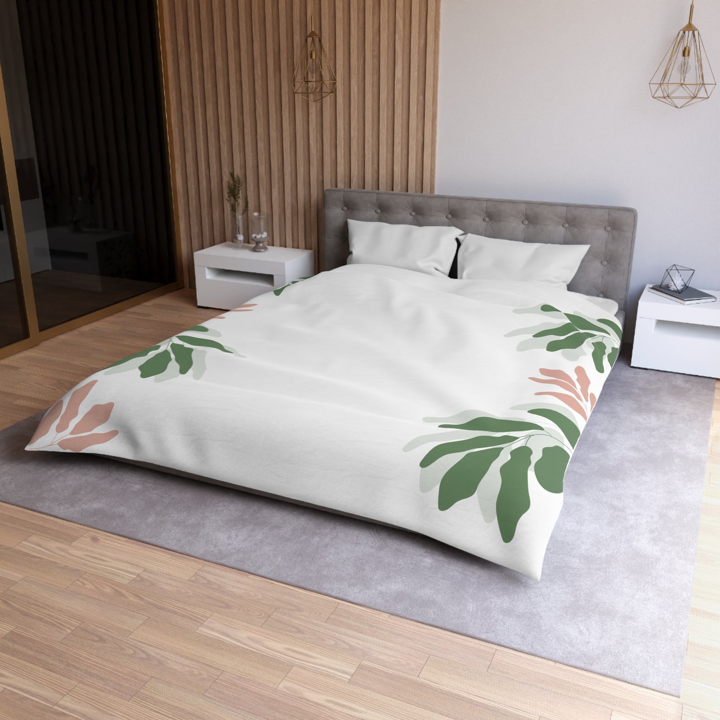 Chilli and Bandit Heeler, Leaves -Inspired Microfiber Duvet Cover