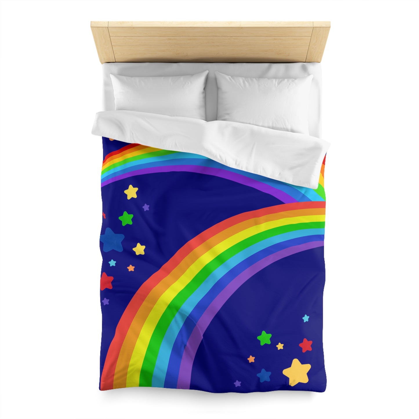 Rainbow Brite Inspired, Blue Background- Microfiber Duvet Cover-