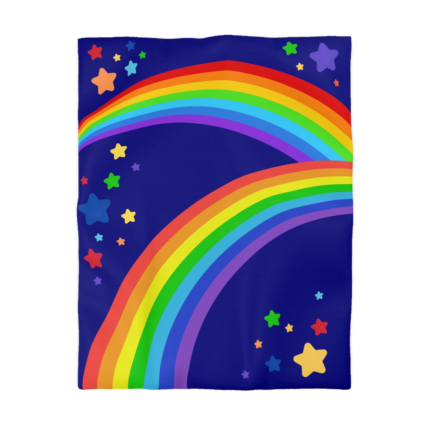 Rainbow Brite Inspired, Blue Background- Microfiber Duvet Cover-