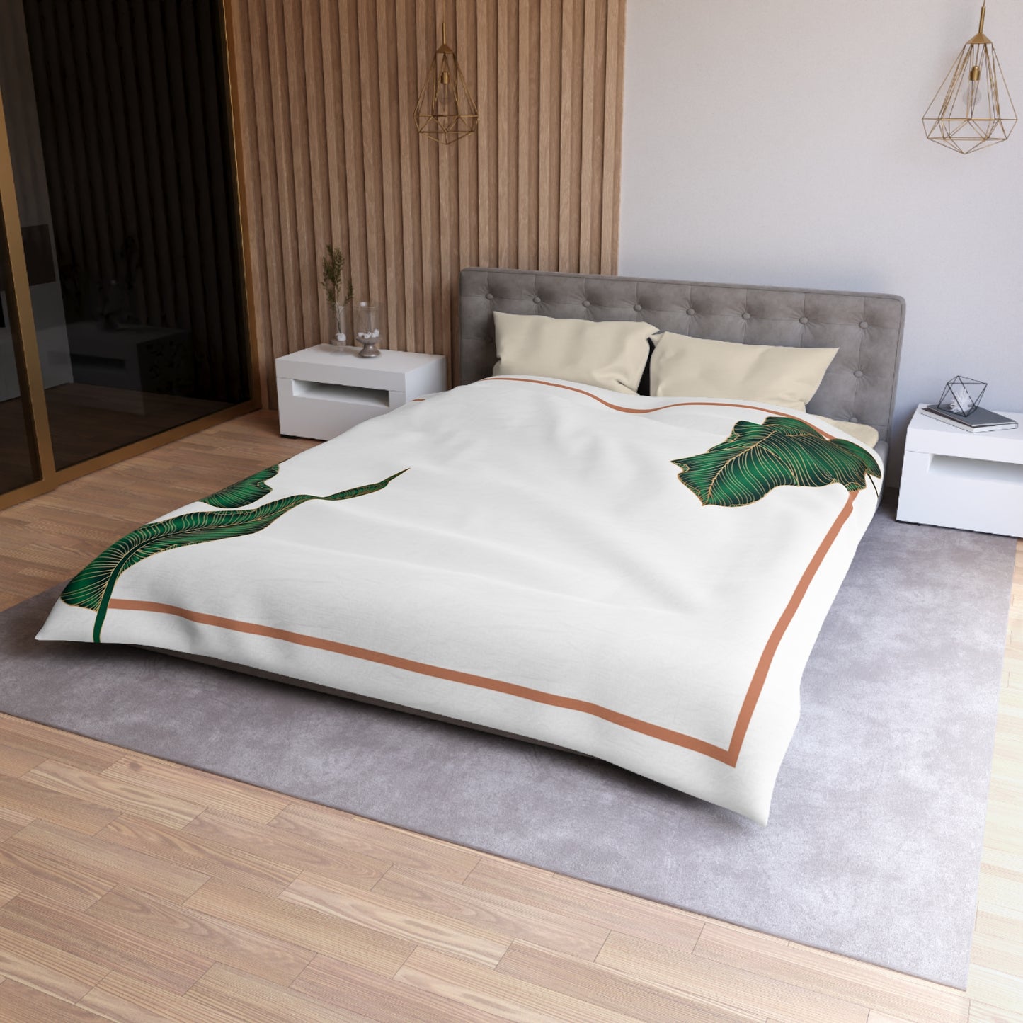 Chilli and Bandit Heeler-Border and leaves-Inspired Microfiber Duvet Cover