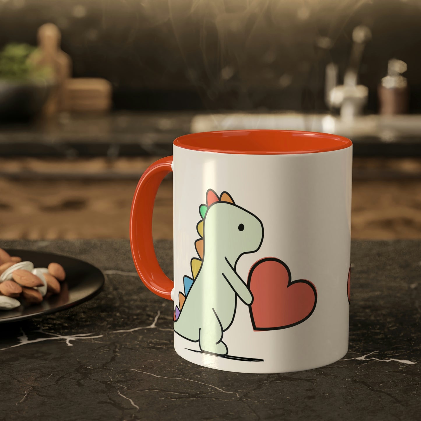 Rainbow Dinosaur, Rainbow Dino, Valentine, Multiple options, Colorful Mugs, 11oz