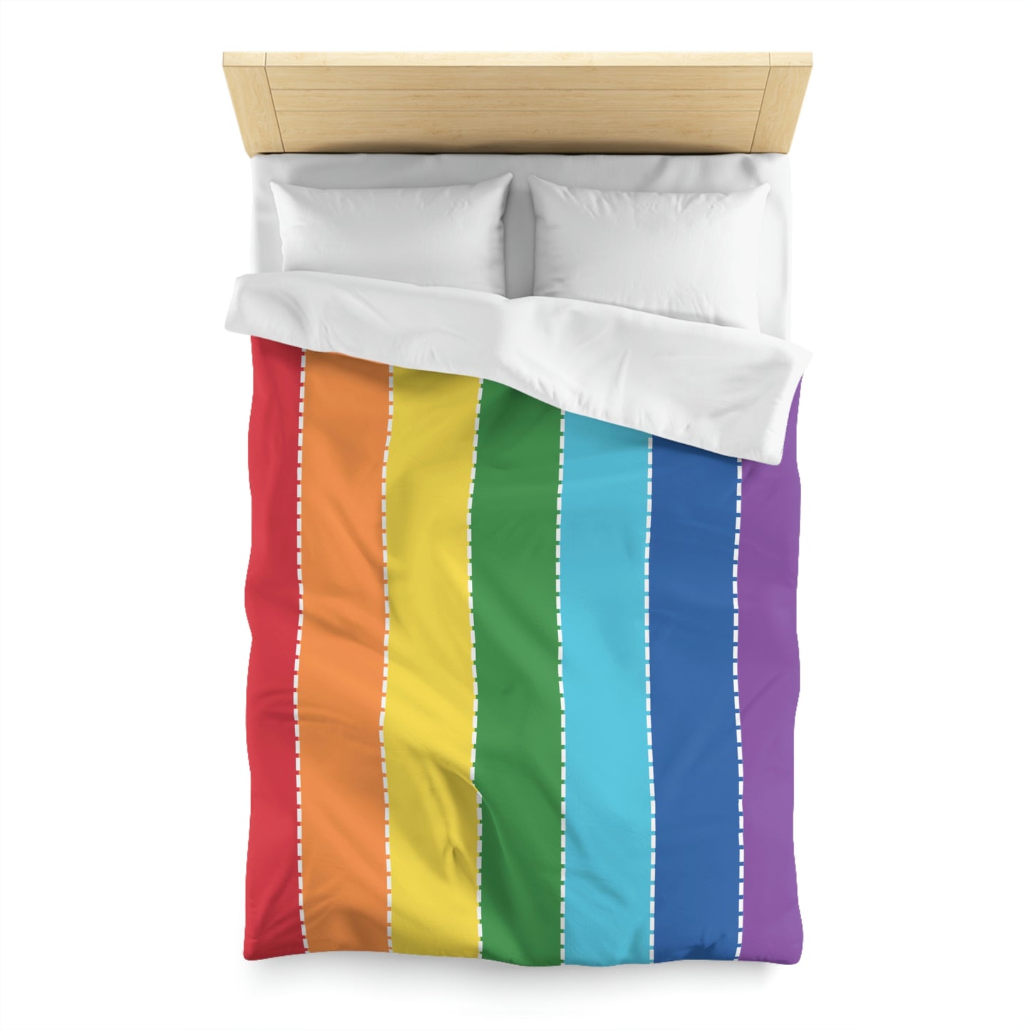 Rainbow Stripes, Full length Stripes- Microfiber Duvet Cover-