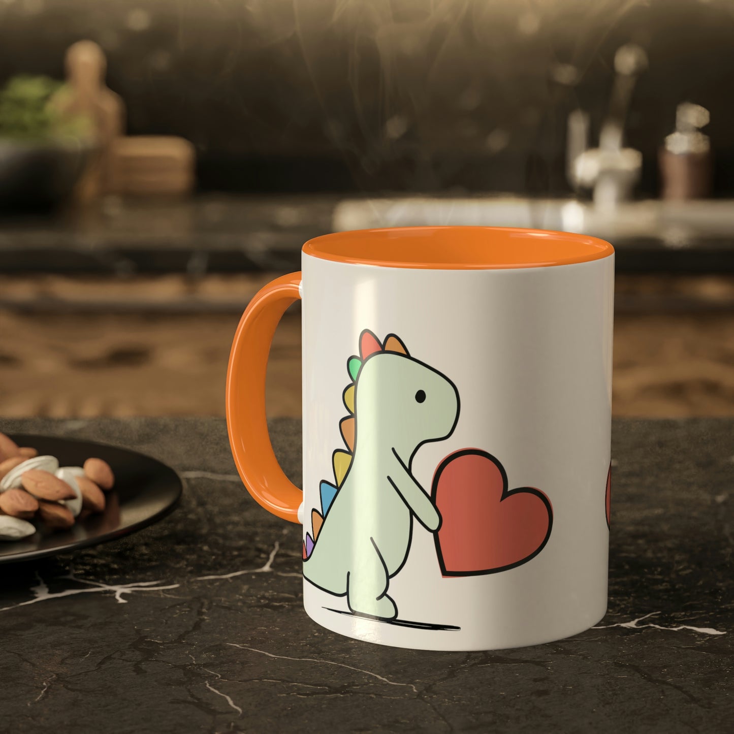 Rainbow Dinosaur, Rainbow Dino, Valentine, Multiple options, Colorful Mugs, 11oz