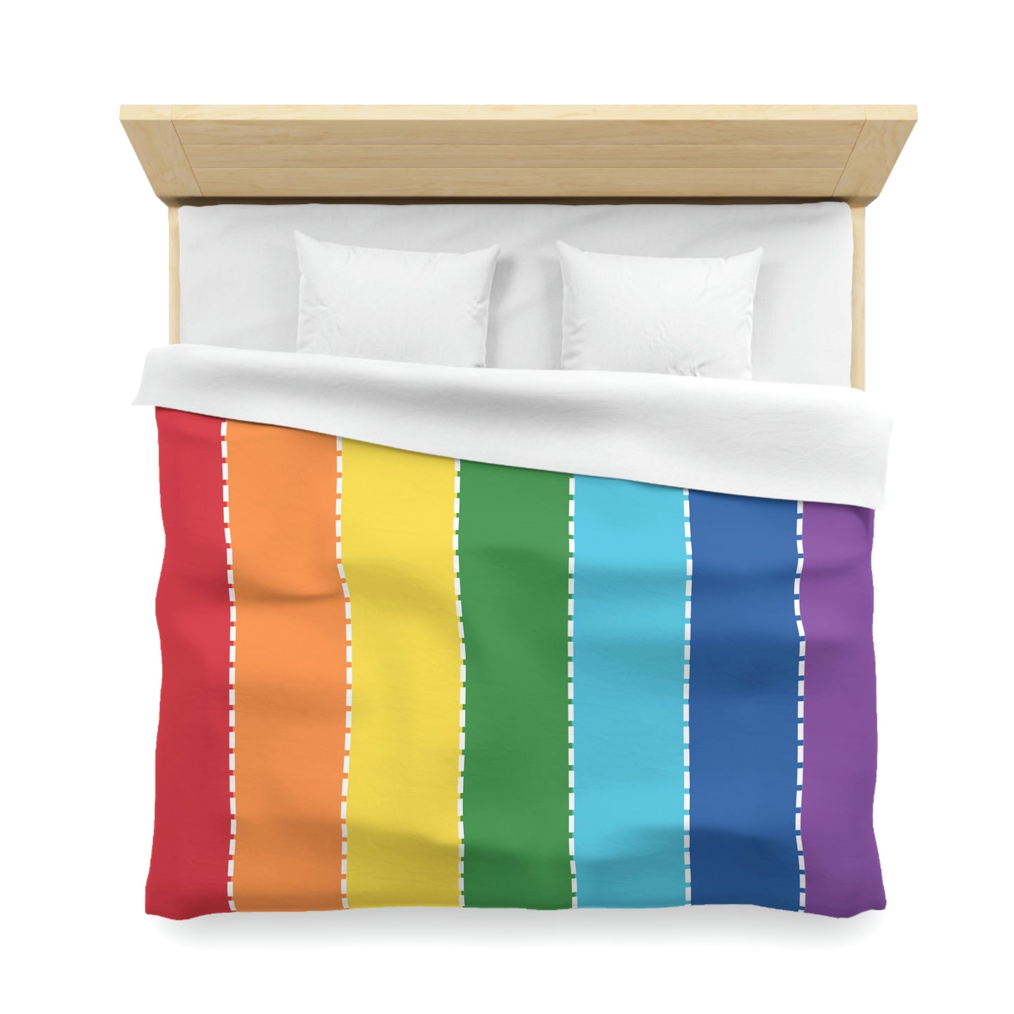 Rainbow Stripes, Full length Stripes- Microfiber Duvet Cover-