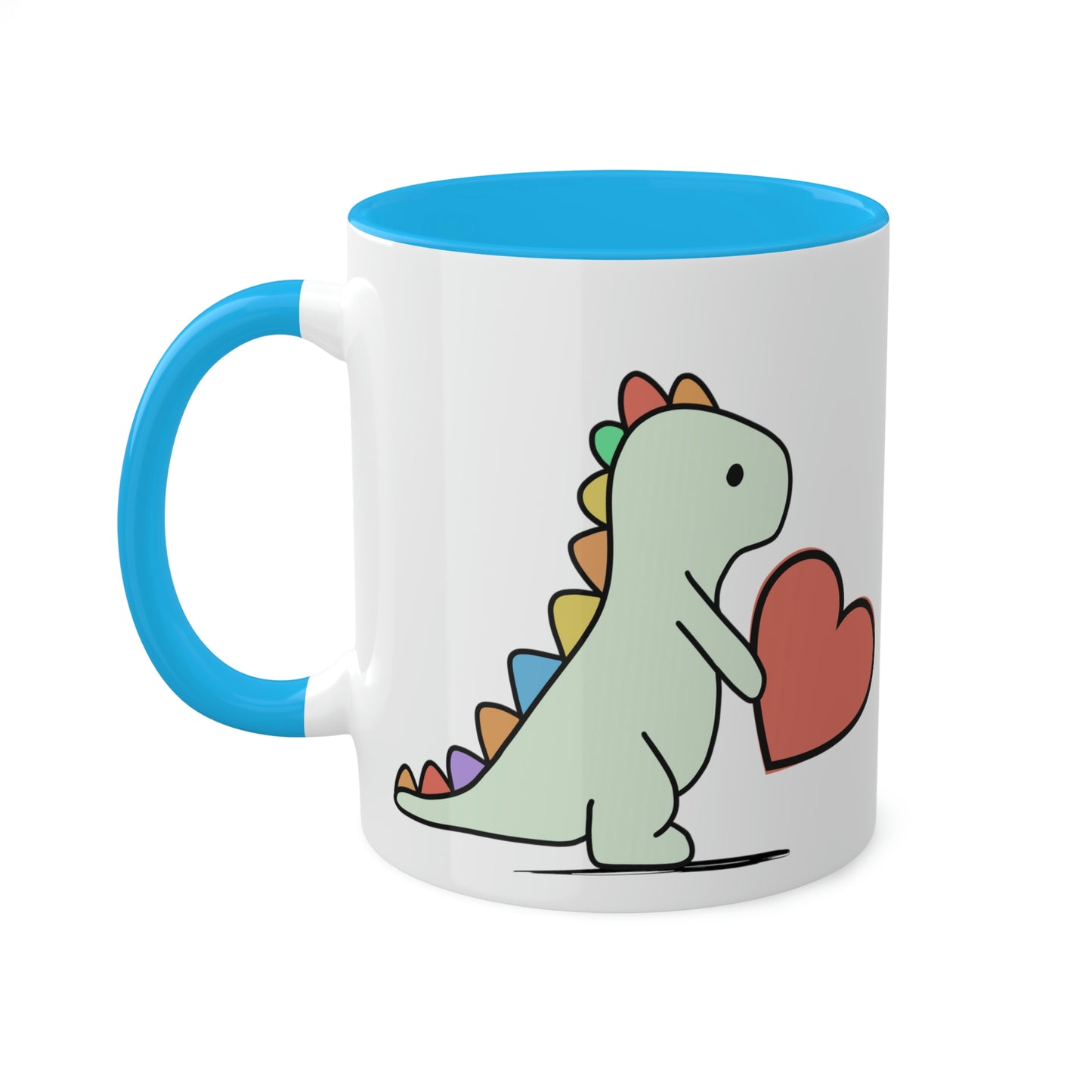 Rainbow Dinosaur, Rainbow Dino, Valentine, Multiple options, Colorful Mugs, 11oz
