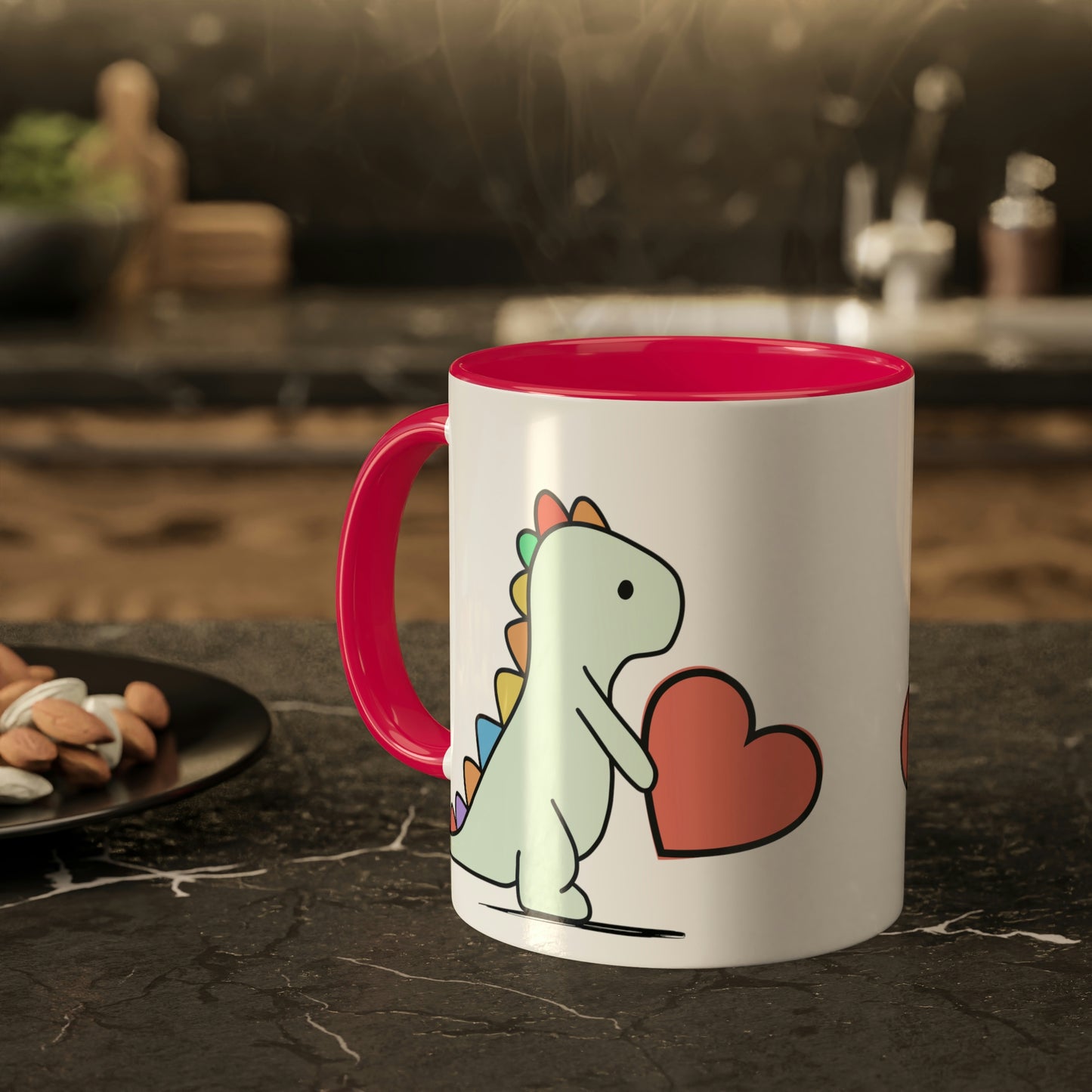 Rainbow Dinosaur, Rainbow Dino, Valentine, Multiple options, Colorful Mugs, 11oz
