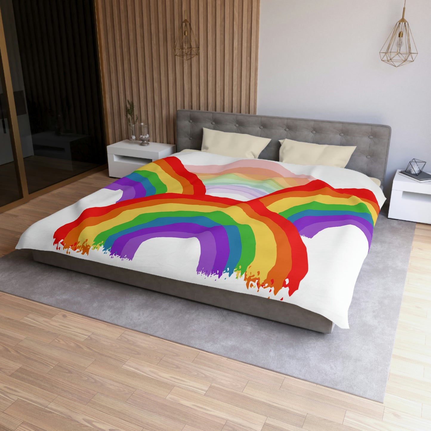 Rainbow Bedding, Multiple Rainbow- Microfiber Duvet Cover