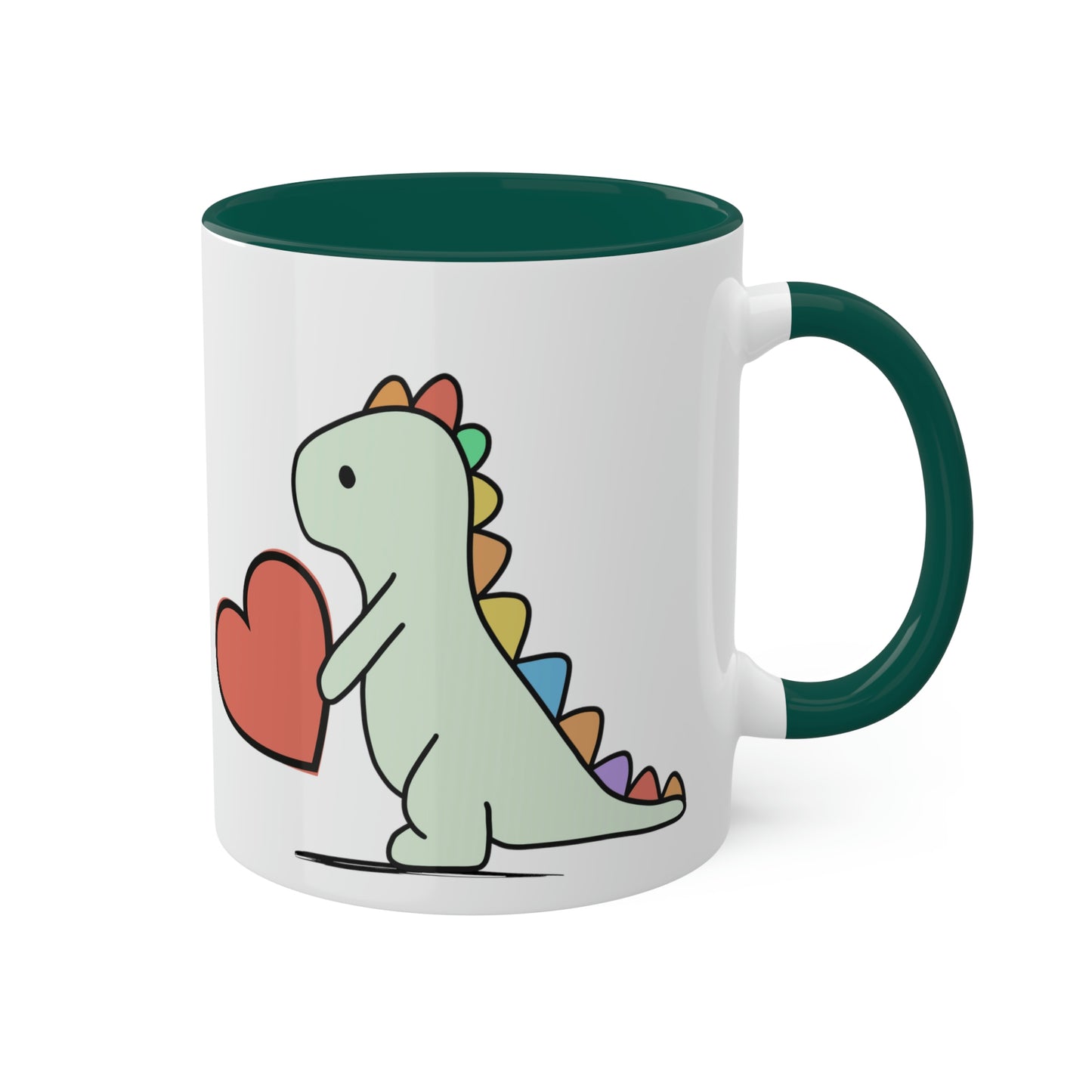 Rainbow Dinosaur, Rainbow Dino, Valentine, Multiple options, Colorful Mugs, 11oz