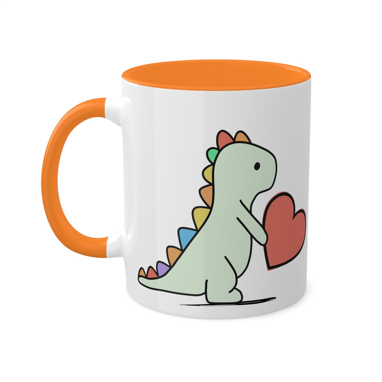 Rainbow Dinosaur, Rainbow Dino, Valentine, Multiple options, Colorful Mugs, 11oz
