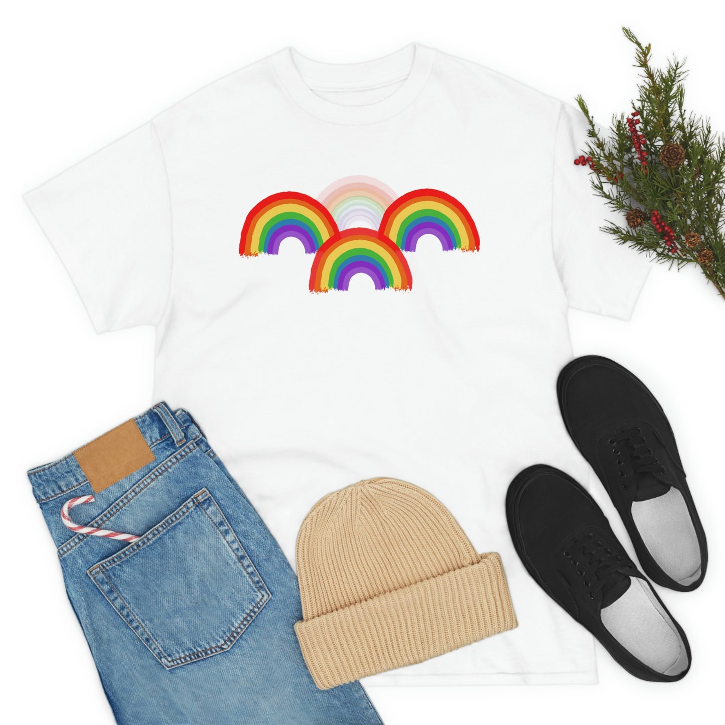 Rainbow Tee, Multiple Rainbows, Unisex Tee, Pride