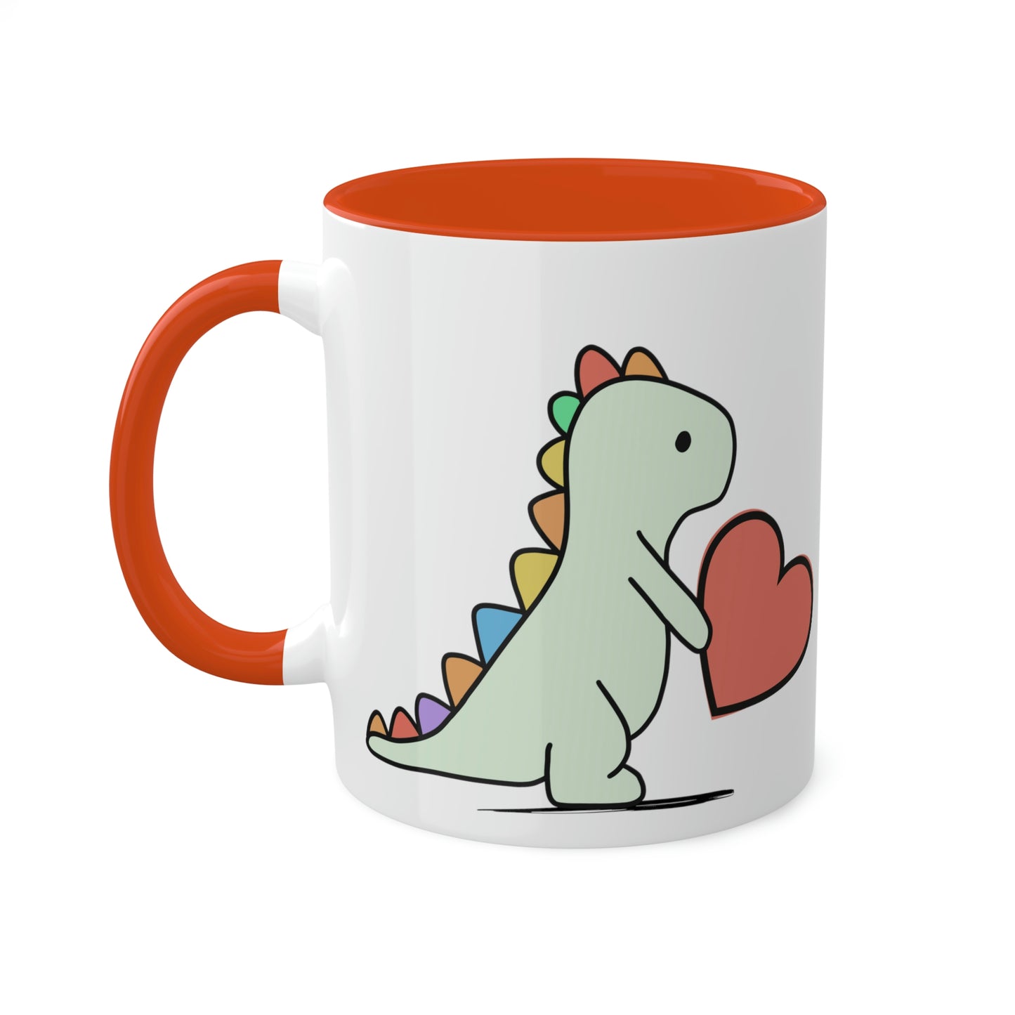 Rainbow Dinosaur, Rainbow Dino, Valentine, Multiple options, Colorful Mugs, 11oz