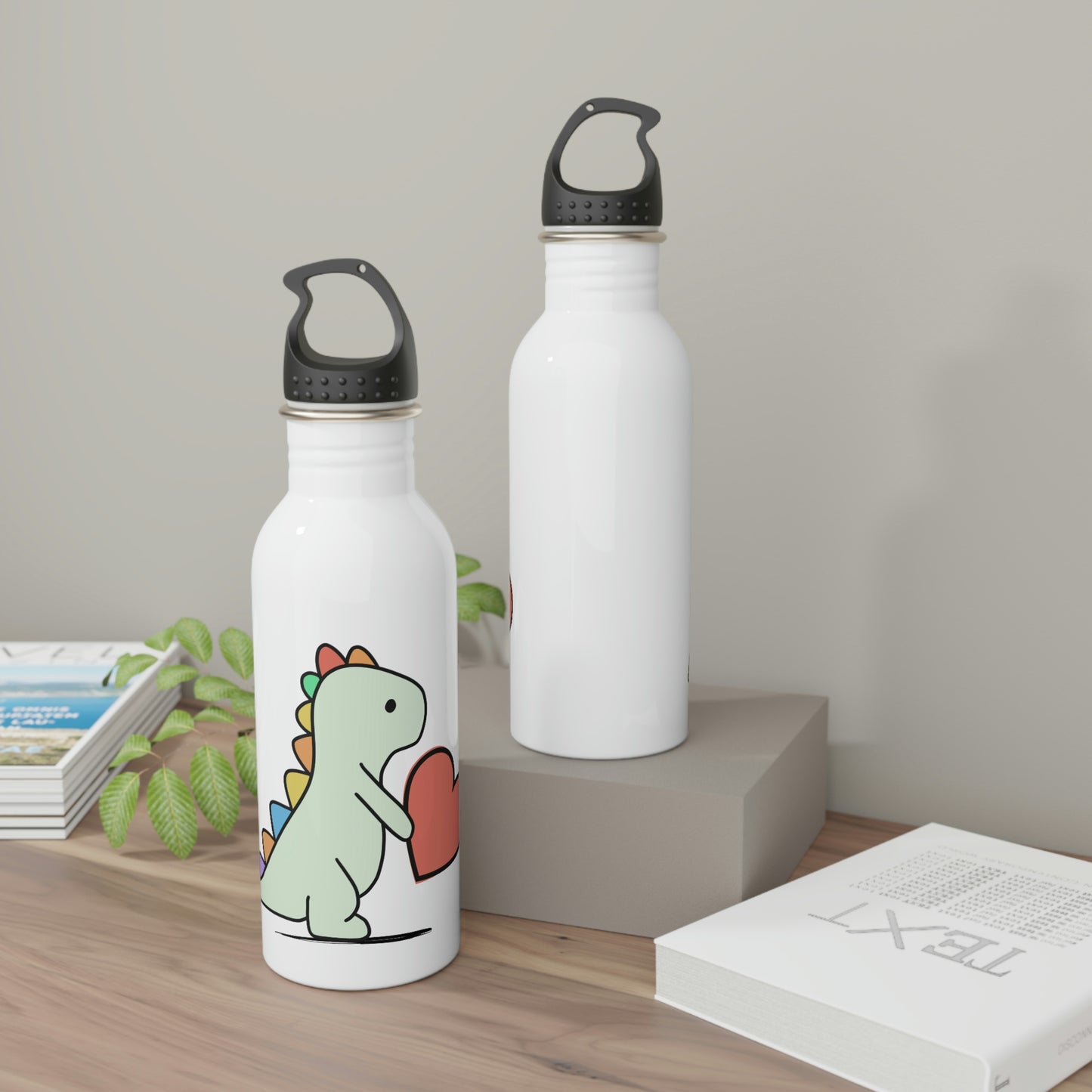 Dinosaur, Rainbow- Stainless Steel Water Bottle