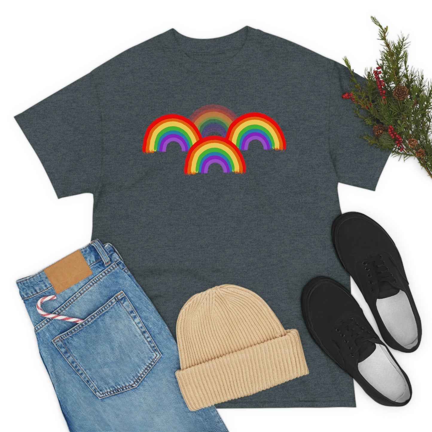 Rainbow Tee, Multiple Rainbows, Unisex Tee, Pride