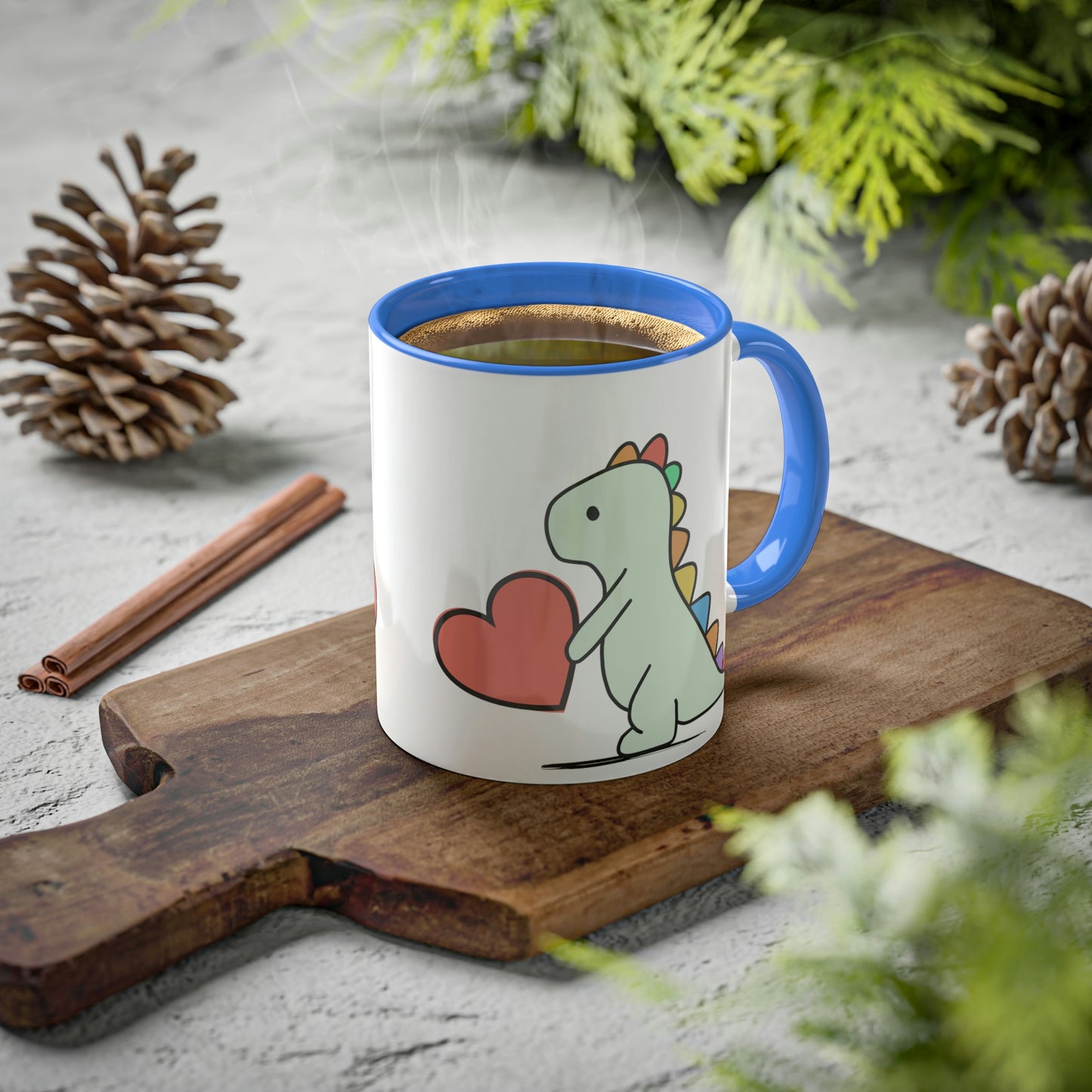 Rainbow Dinosaur, Rainbow Dino, Valentine, Multiple options, Colorful Mugs, 11oz