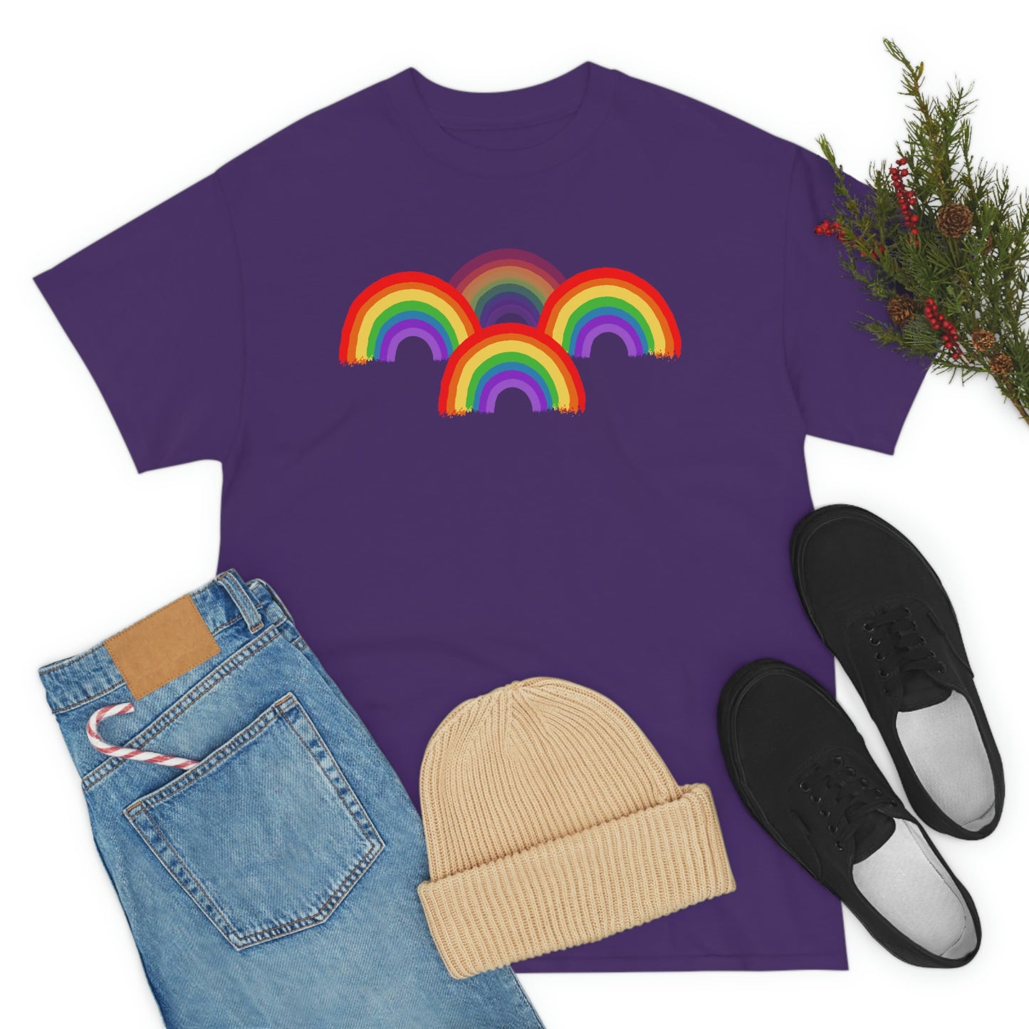 Rainbow Tee, Multiple Rainbows, Unisex Tee, Pride