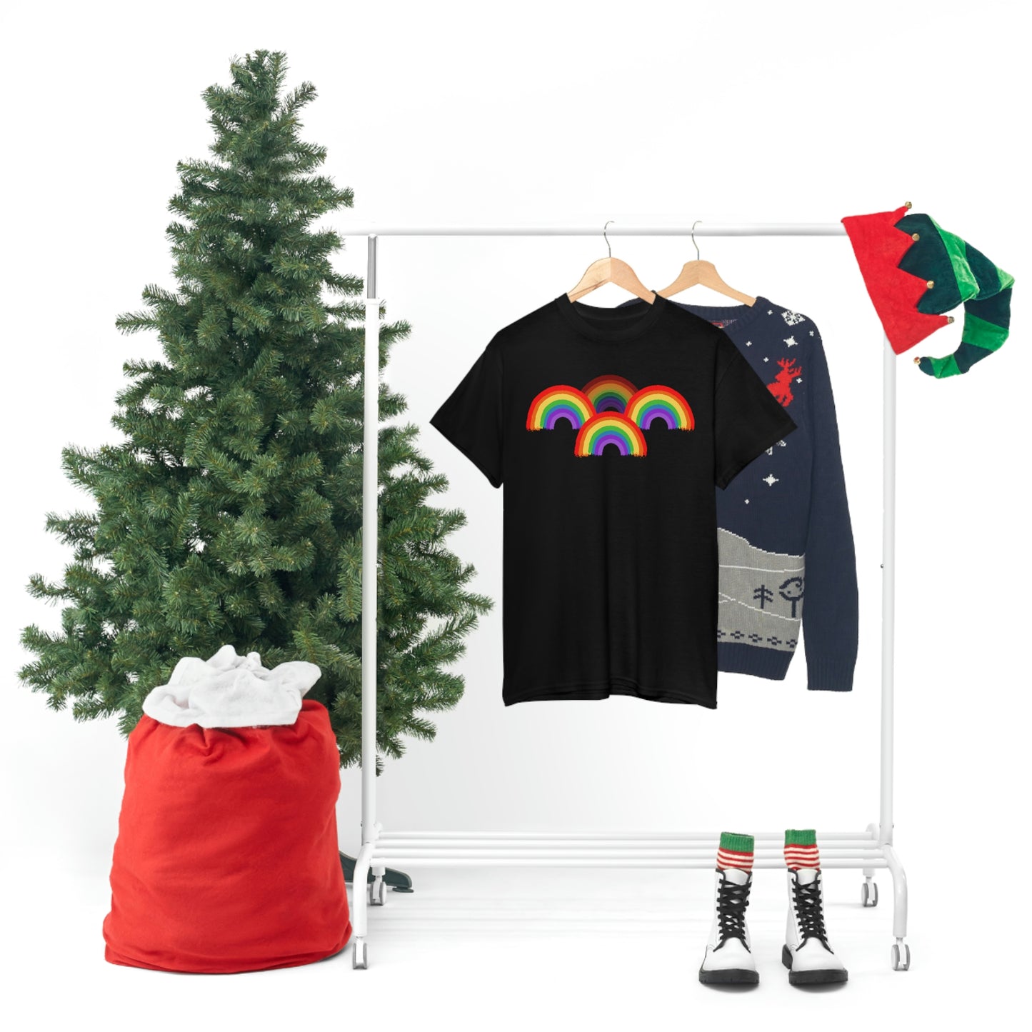 Rainbow Tee, Multiple Rainbows, Unisex Tee, Pride