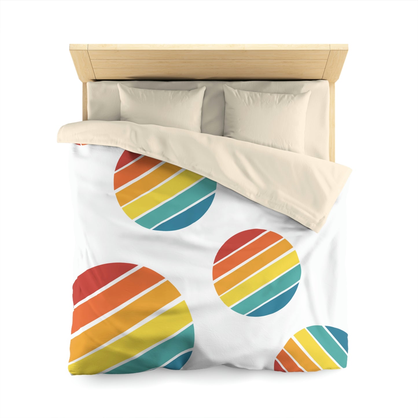 Rainbow Circles - Rainbow Polka Dots, Vintage Circles, Microfiber Duvet Cover, queen, king