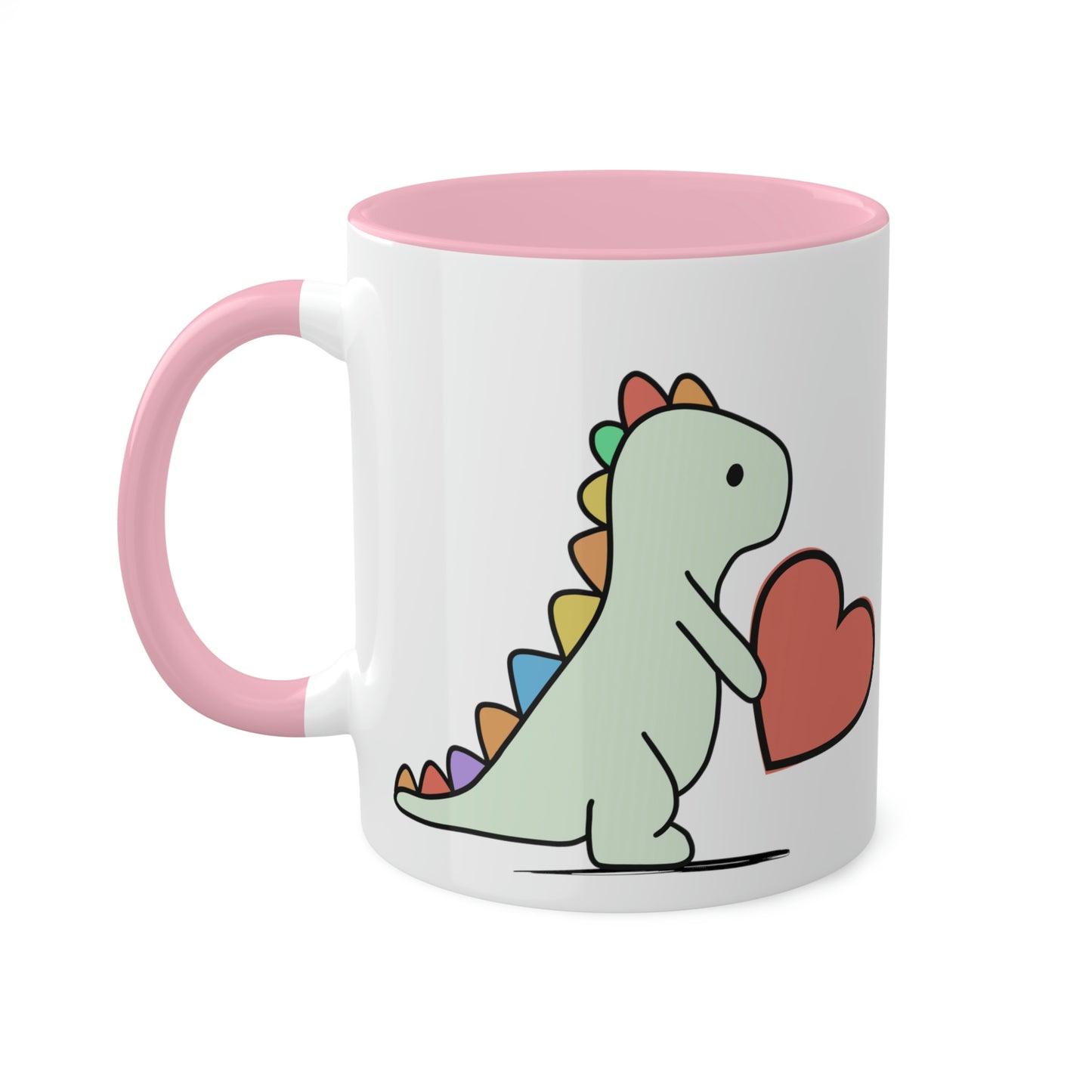 Rainbow Dinosaur, Rainbow Dino, Valentine, Multiple options, Colorful Mugs, 11oz