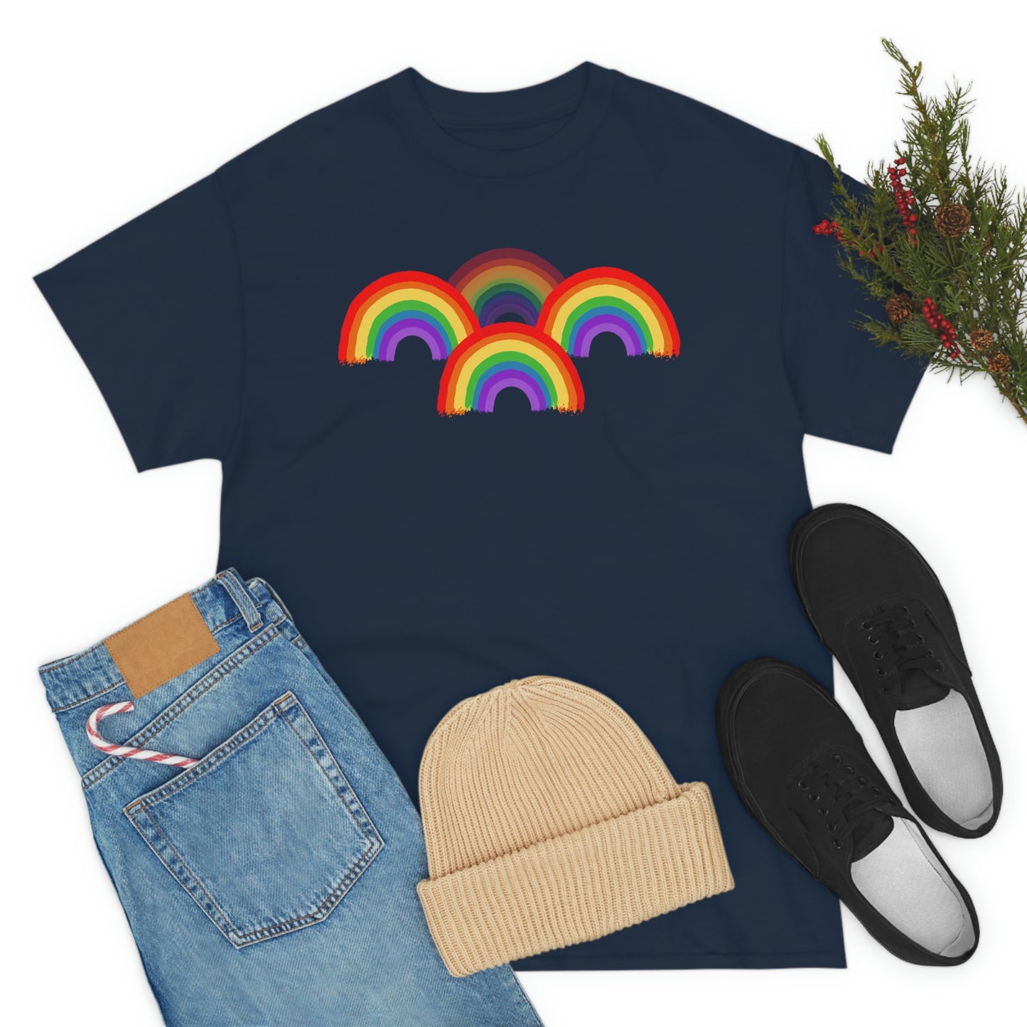 Rainbow Tee, Multiple Rainbows, Unisex Tee, Pride