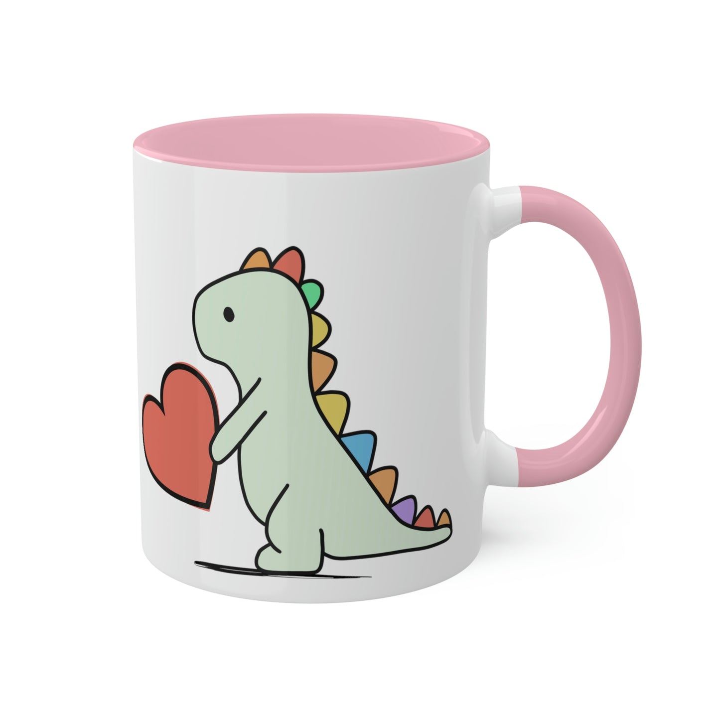 Rainbow Dinosaur, Rainbow Dino, Valentine, Multiple options, Colorful Mugs, 11oz