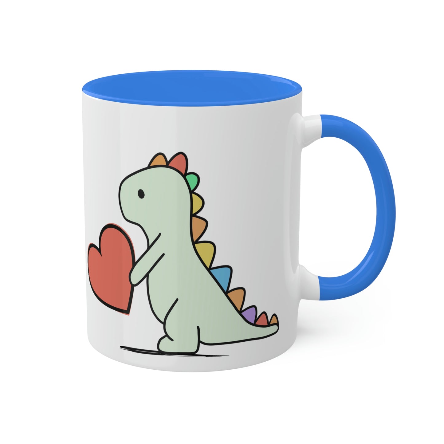 Rainbow Dinosaur, Rainbow Dino, Valentine, Multiple options, Colorful Mugs, 11oz