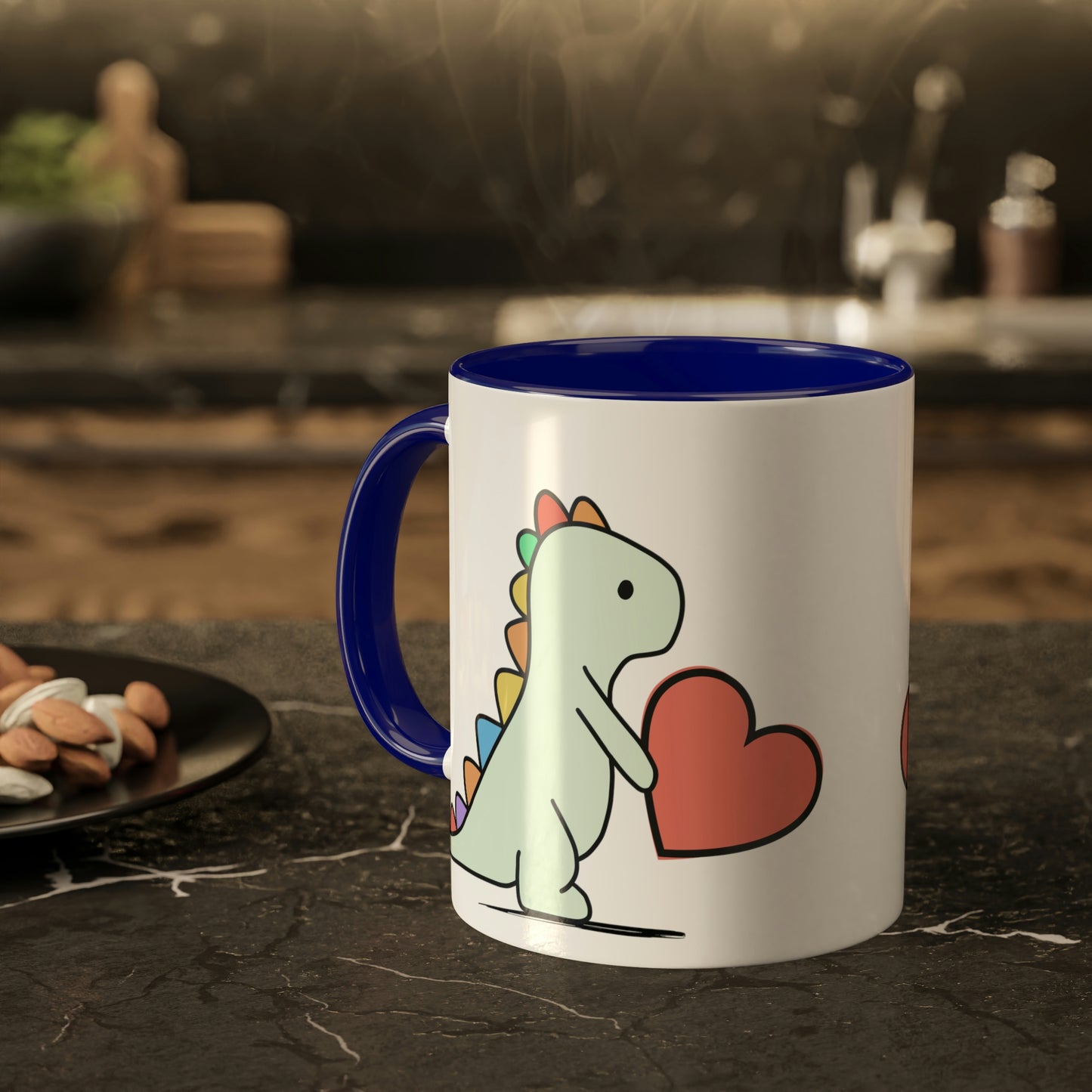 Rainbow Dinosaur, Rainbow Dino, Valentine, Multiple options, Colorful Mugs, 11oz