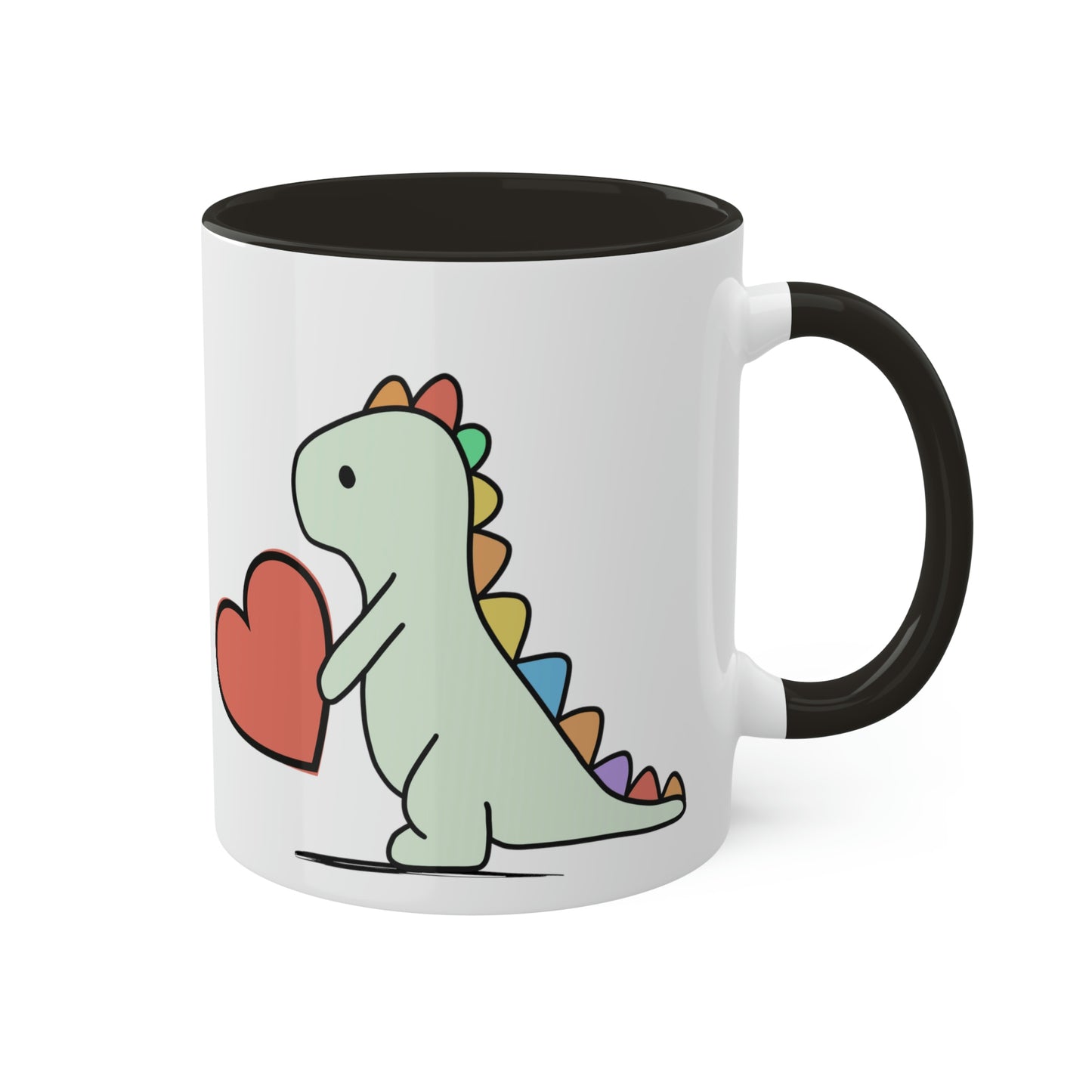 Rainbow Dinosaur, Rainbow Dino, Valentine, Multiple options, Colorful Mugs, 11oz