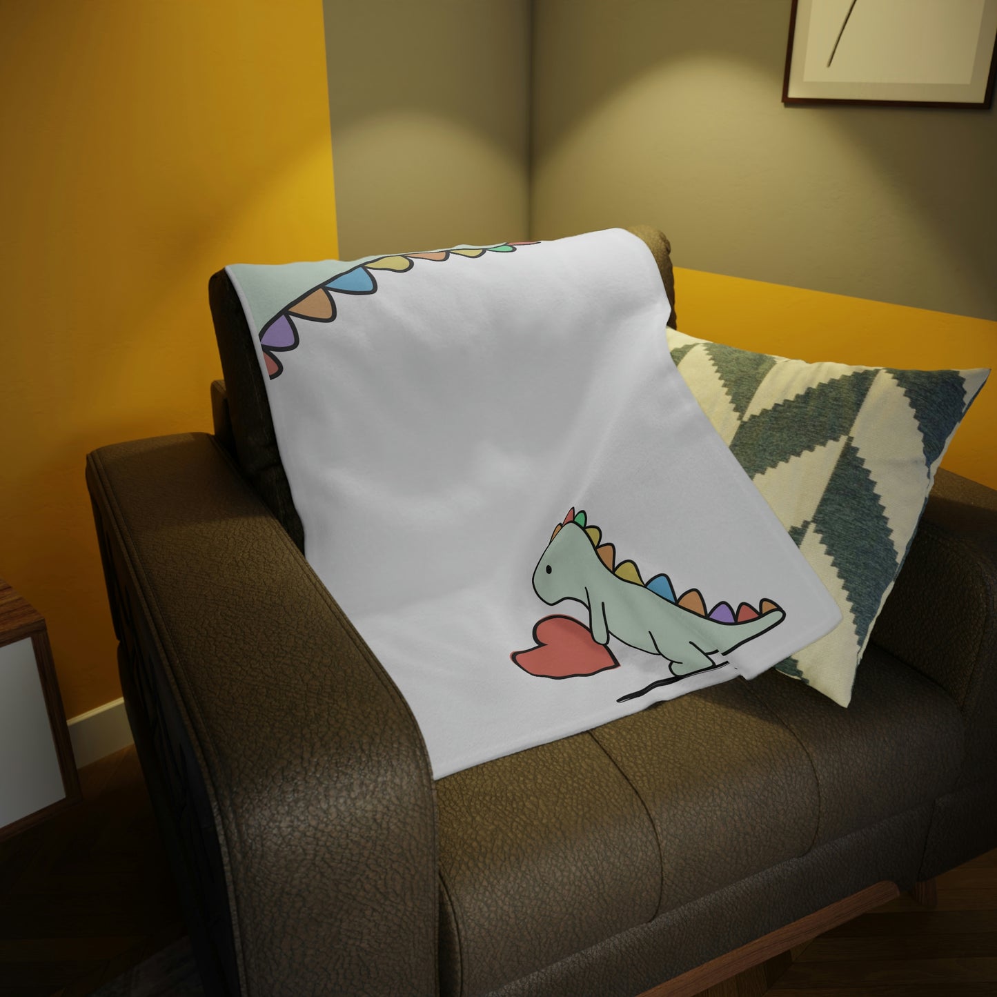 Dinosaur Blanket, Rainbow Dinosaur, -Plush Fleece Blanket