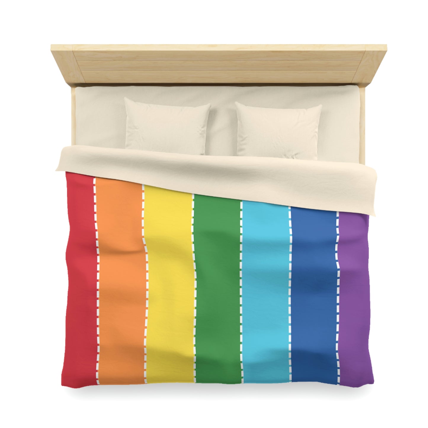 Rainbow Stripes, Full length Stripes- Microfiber Duvet Cover-