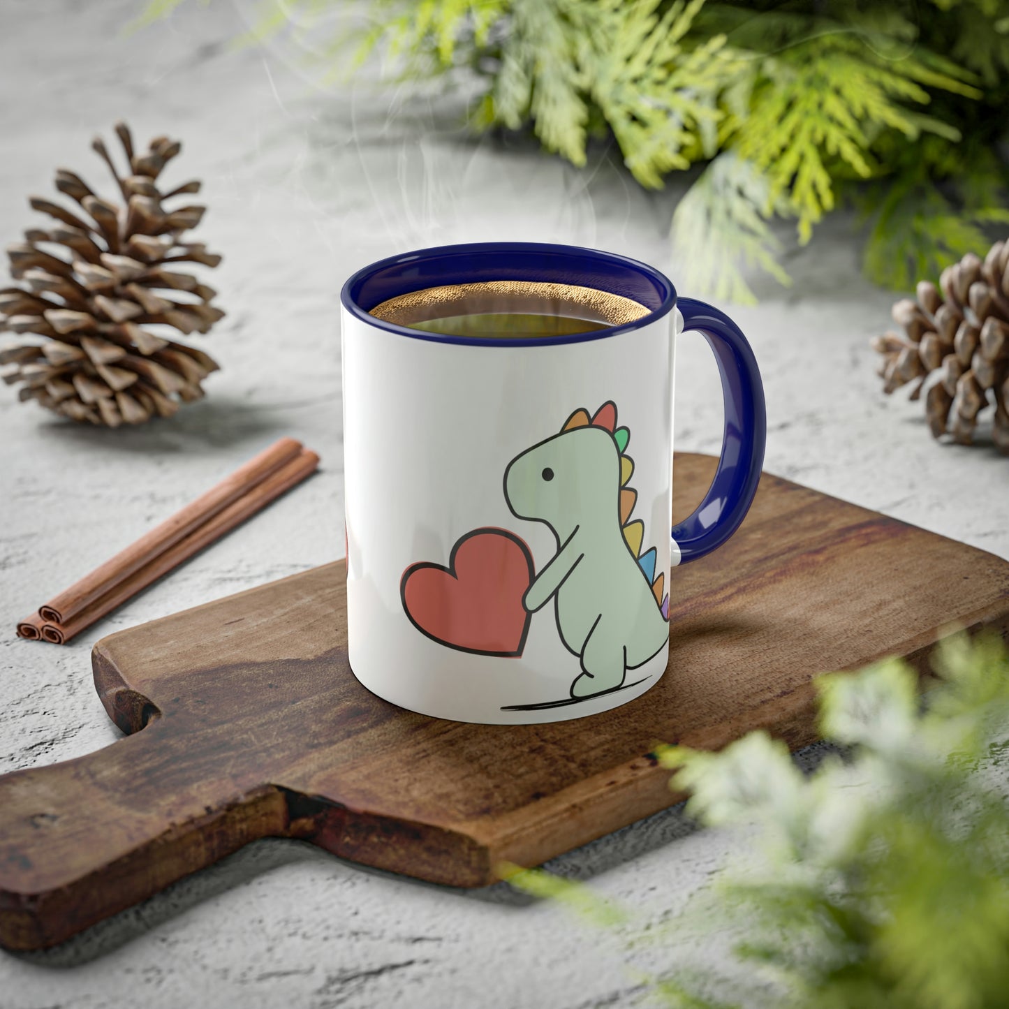 Rainbow Dinosaur, Rainbow Dino, Valentine, Multiple options, Colorful Mugs, 11oz