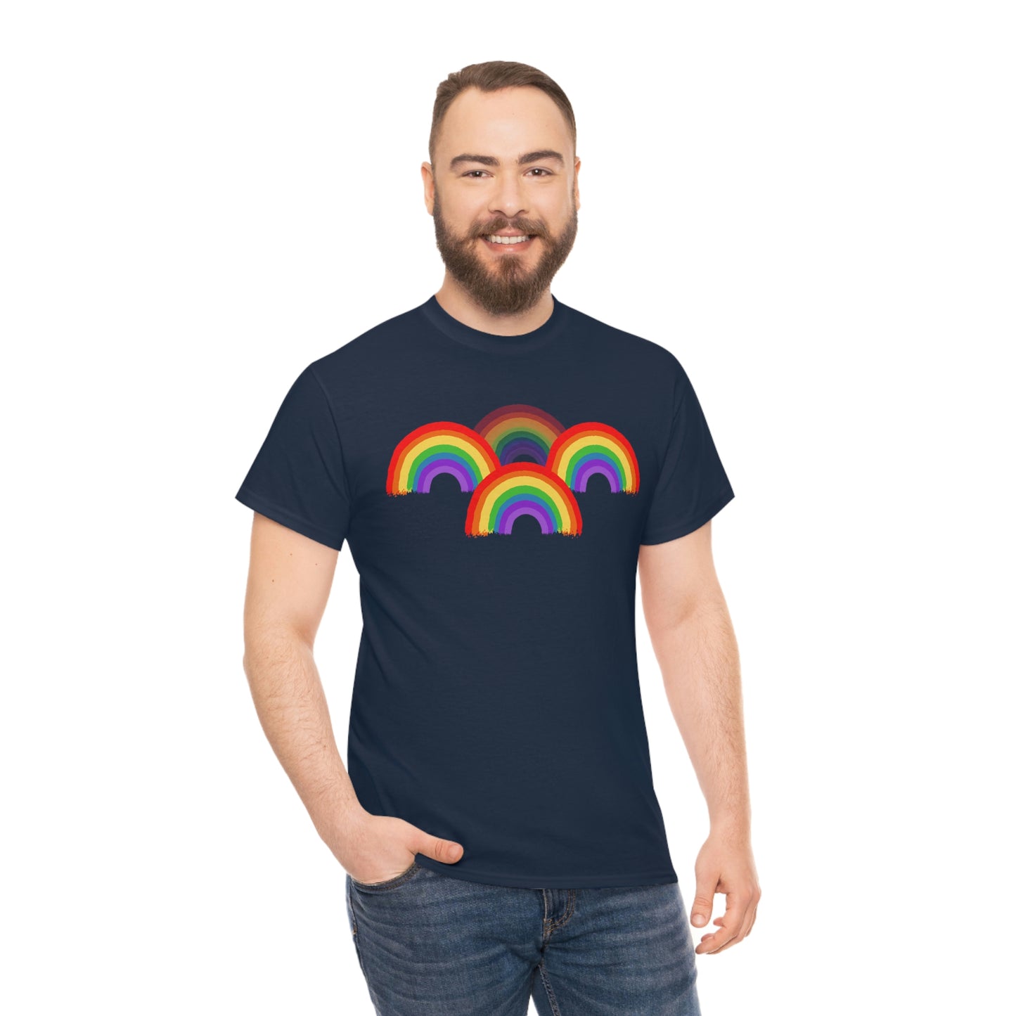 Rainbow Tee, Multiple Rainbows, Unisex Tee, Pride