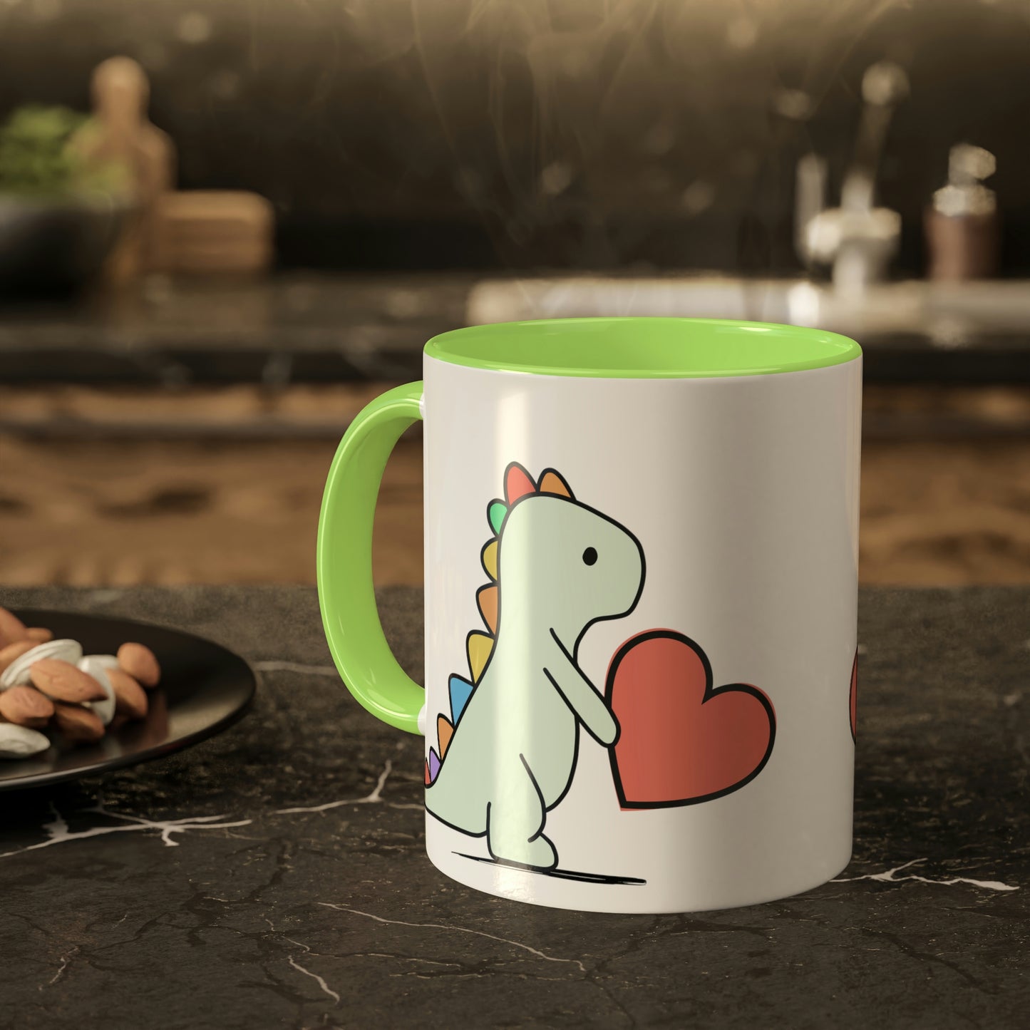 Rainbow Dinosaur, Rainbow Dino, Valentine, Multiple options, Colorful Mugs, 11oz