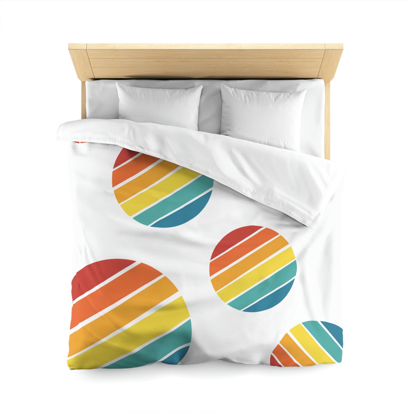 Rainbow Circles - Rainbow Polka Dots, Vintage Circles, Microfiber Duvet Cover, queen, king
