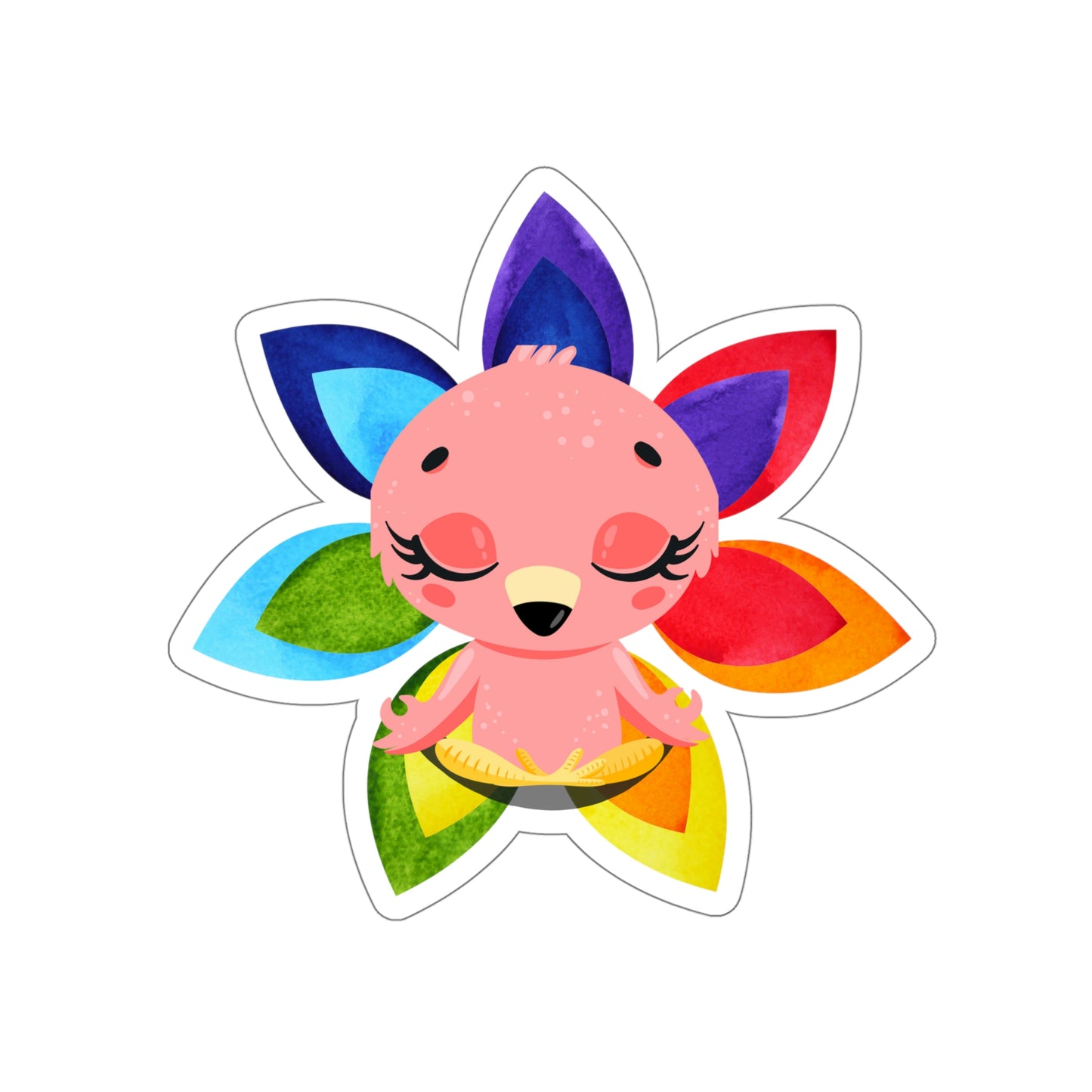 Flamingo, Yoga, Meditation, Chakras, Rainbow, Die-Cut Stickers, Multiple sizes