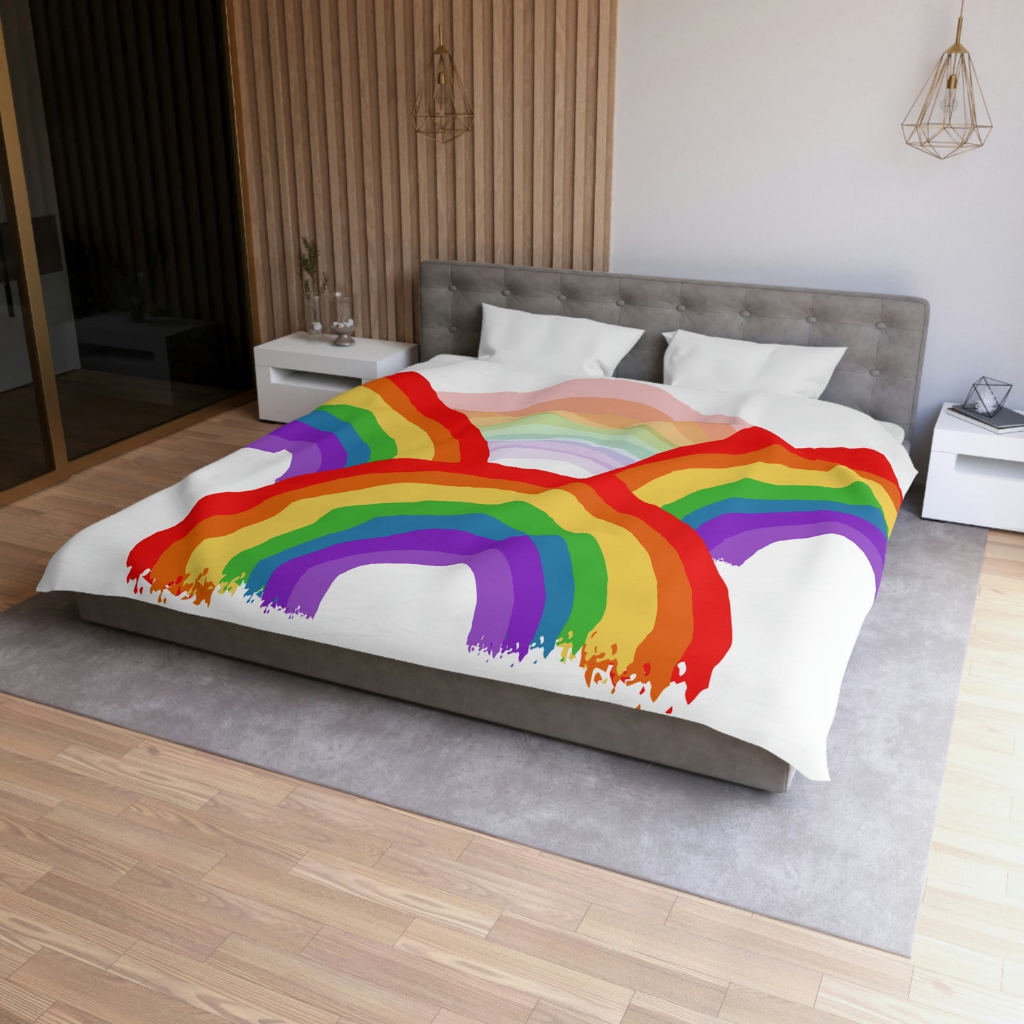 Rainbow Bedding, Multiple Rainbow- Microfiber Duvet Cover