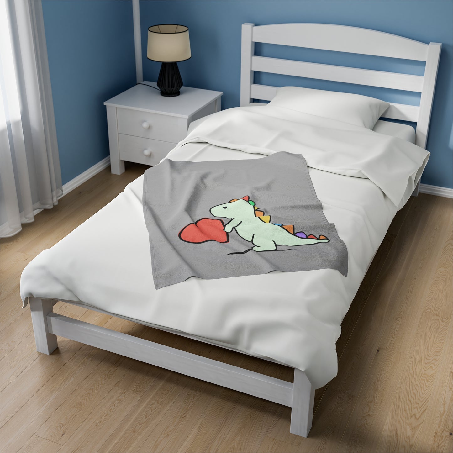 Rainbow Dinosaur, Velveteen Plush Blanket