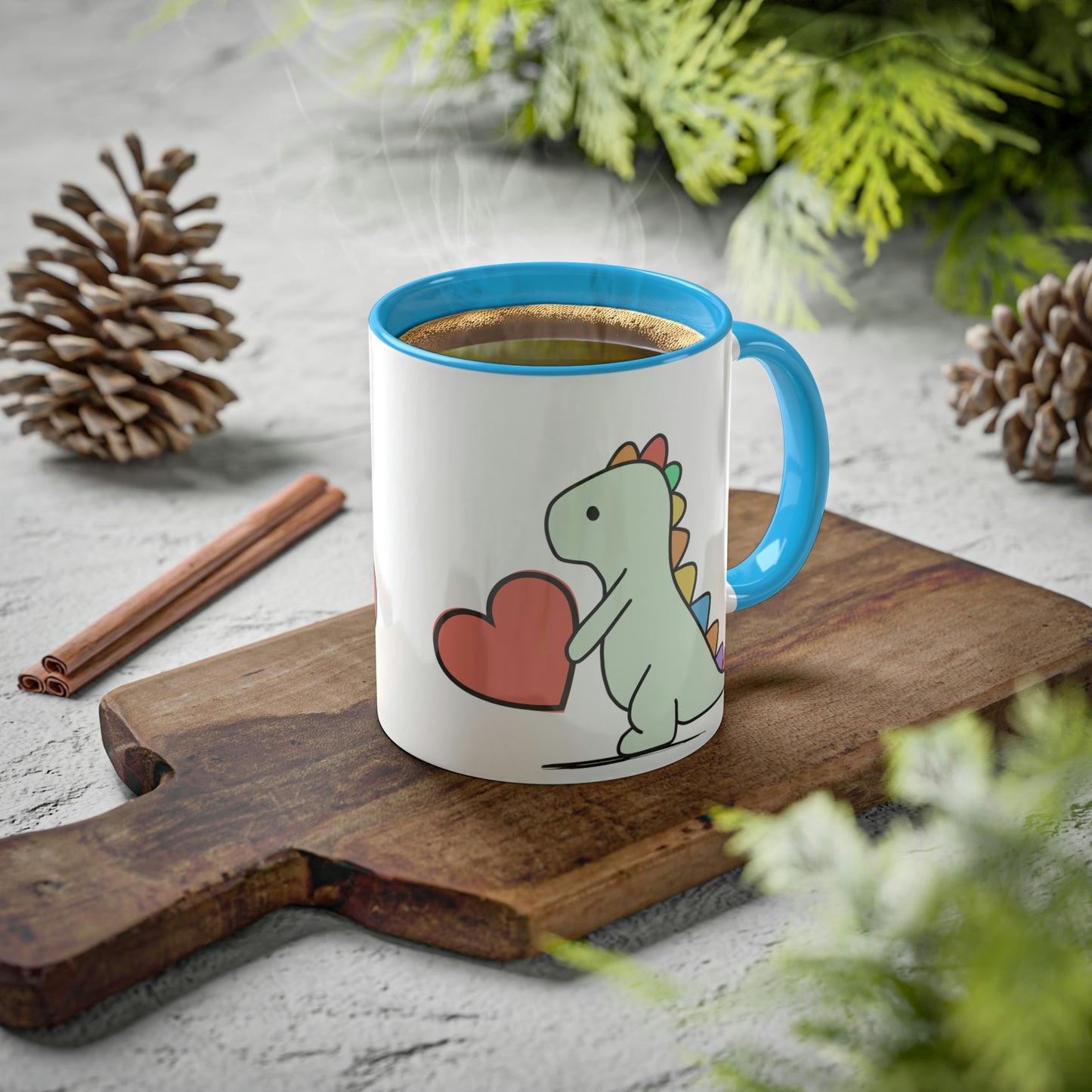 Rainbow Dinosaur, Rainbow Dino, Valentine, Multiple options, Colorful Mugs, 11oz