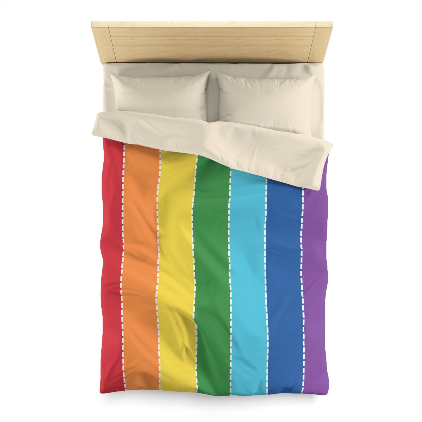 Rainbow Stripes, Full length Stripes- Microfiber Duvet Cover-