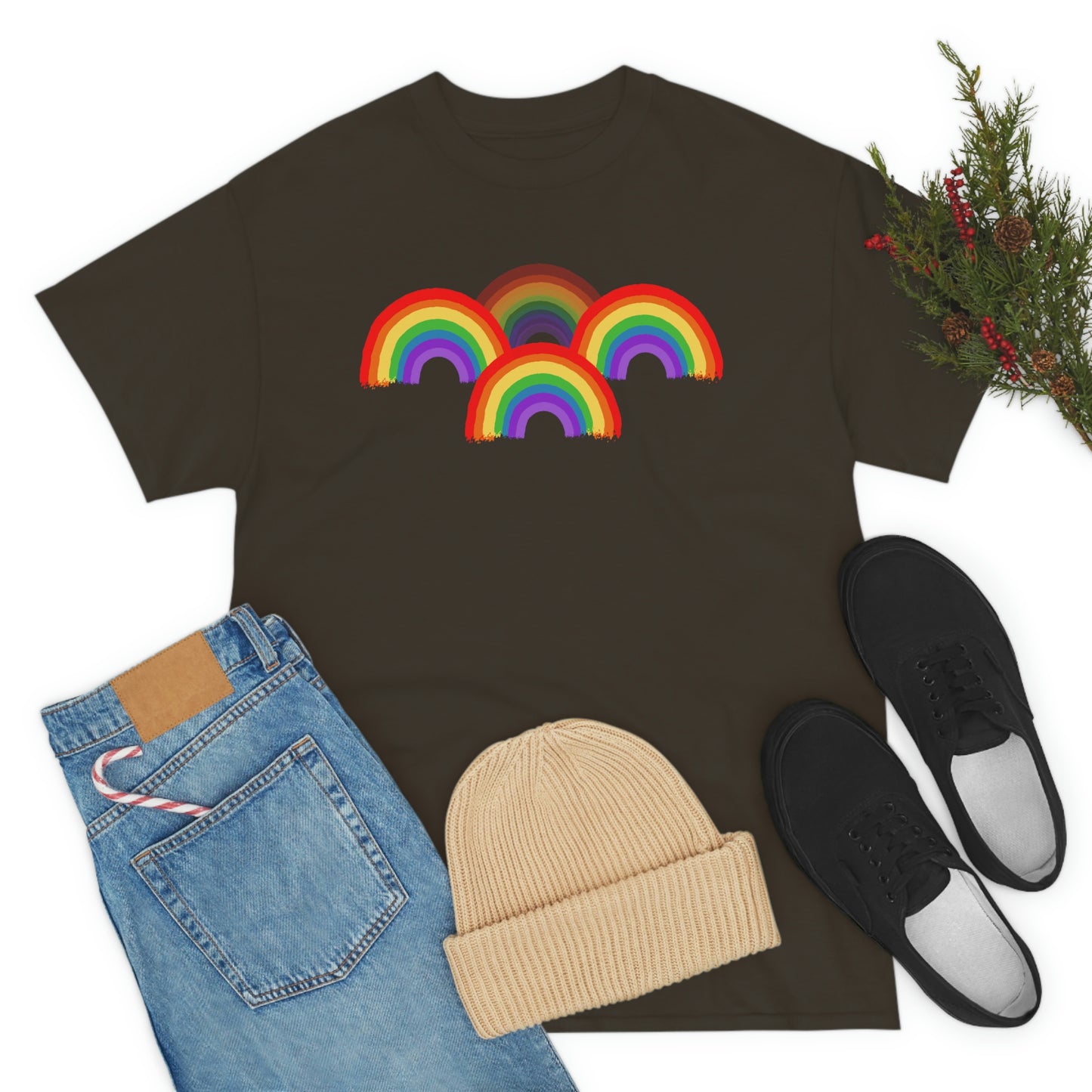 Rainbow Tee, Multiple Rainbows, Unisex Tee, Pride