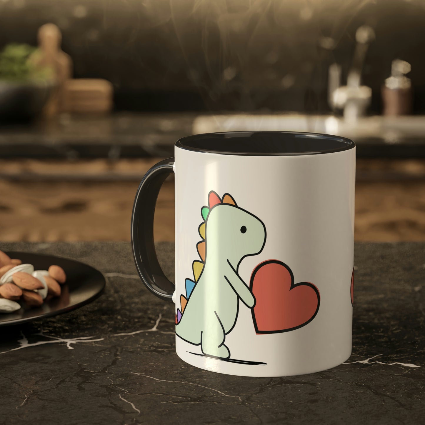 Rainbow Dinosaur, Rainbow Dino, Valentine, Multiple options, Colorful Mugs, 11oz