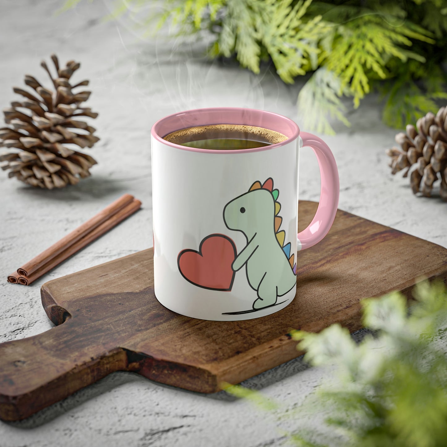 Rainbow Dinosaur, Rainbow Dino, Valentine, Multiple options, Colorful Mugs, 11oz