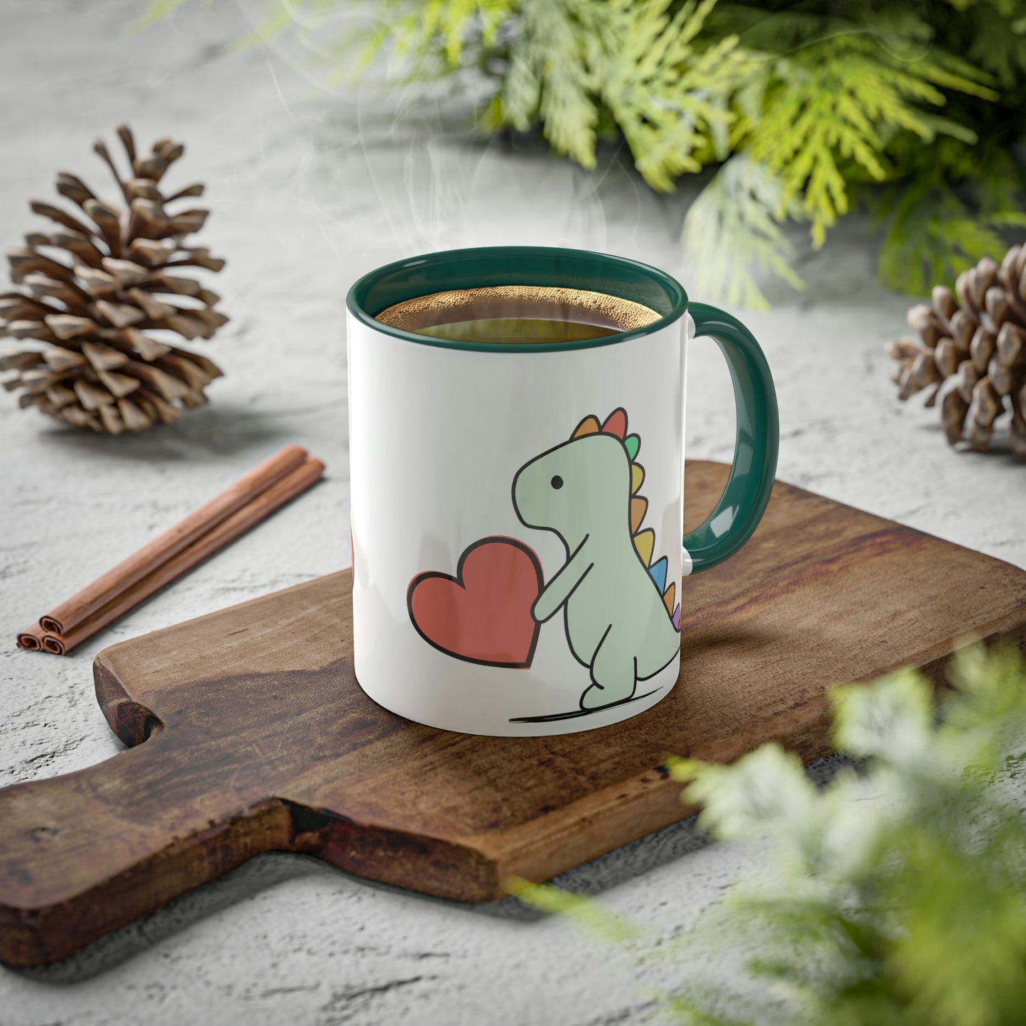 Rainbow Dinosaur, Rainbow Dino, Valentine, Multiple options, Colorful Mugs, 11oz