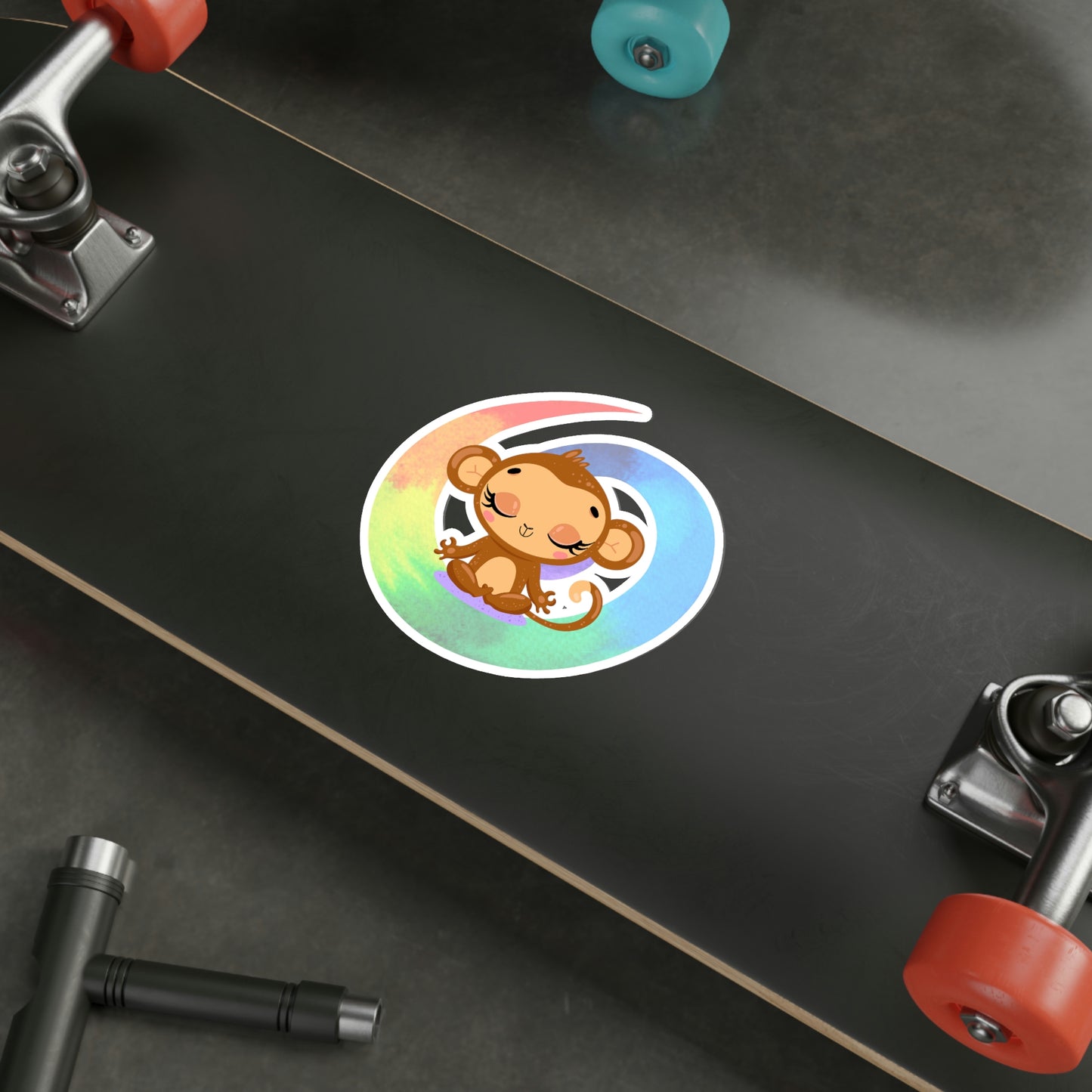Meditation. Monkey, Monkey yoga,Rainbow, Die-Cut Stickers, Multiple sizes