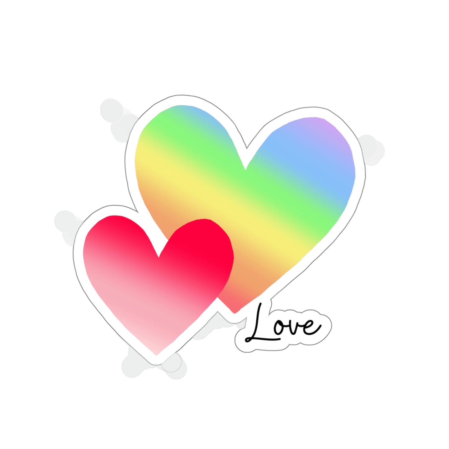 Love, Hearts, Rainbow Hearts, gift, Valentines gift Die-Cut Stickers