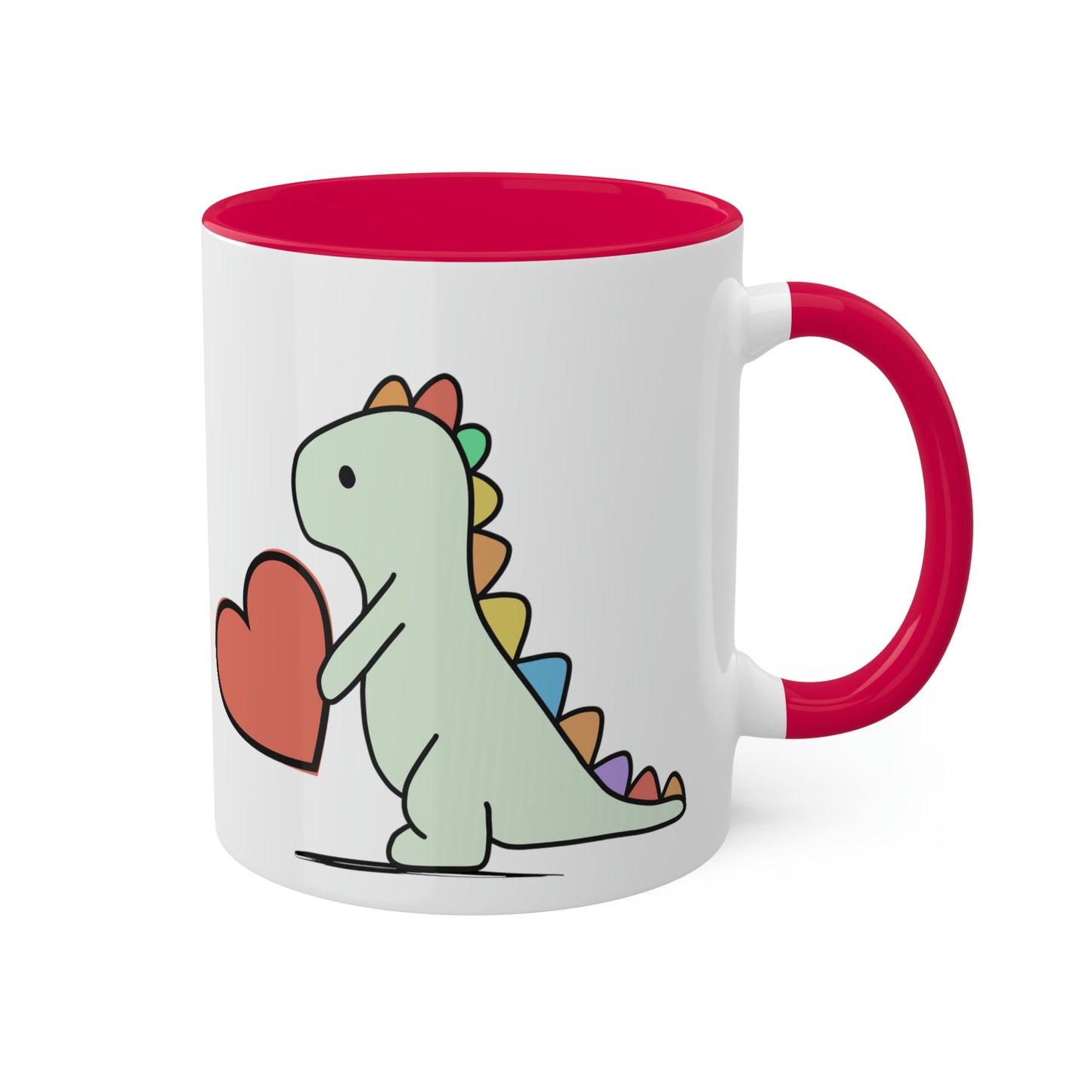 Rainbow Dinosaur, Rainbow Dino, Valentine, Multiple options, Colorful Mugs, 11oz
