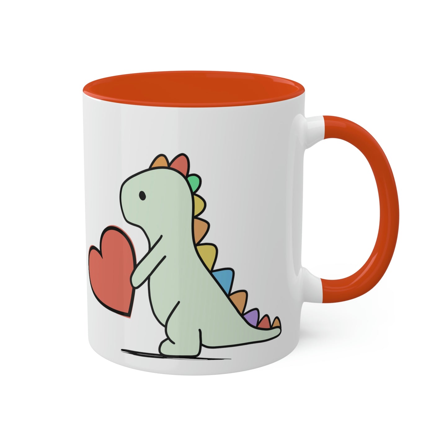 Rainbow Dinosaur, Rainbow Dino, Valentine, Multiple options, Colorful Mugs, 11oz